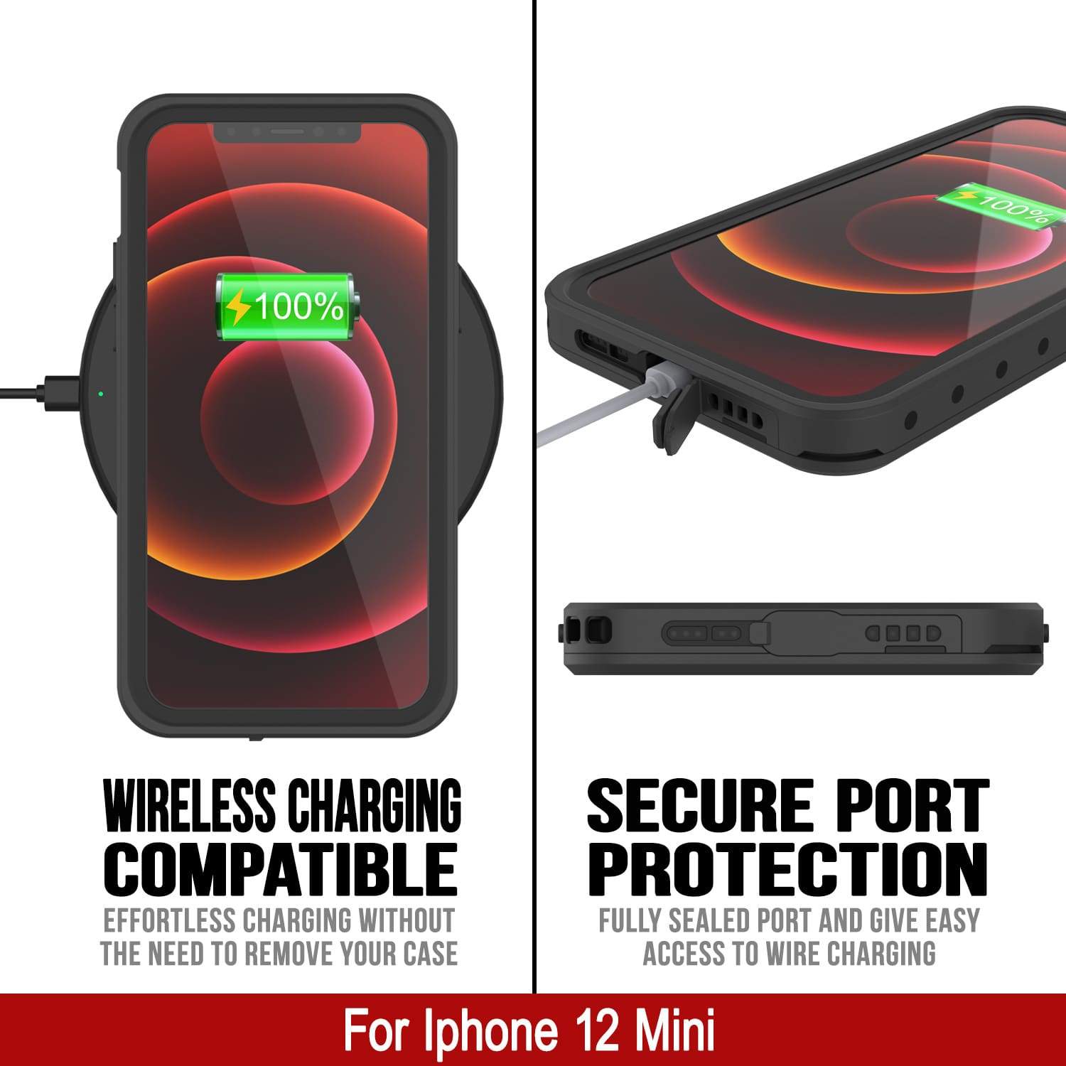 iPhone 12 Mini Waterproof IP68 Case, Punkcase [Black] [StudStar Series] [Slim Fit]