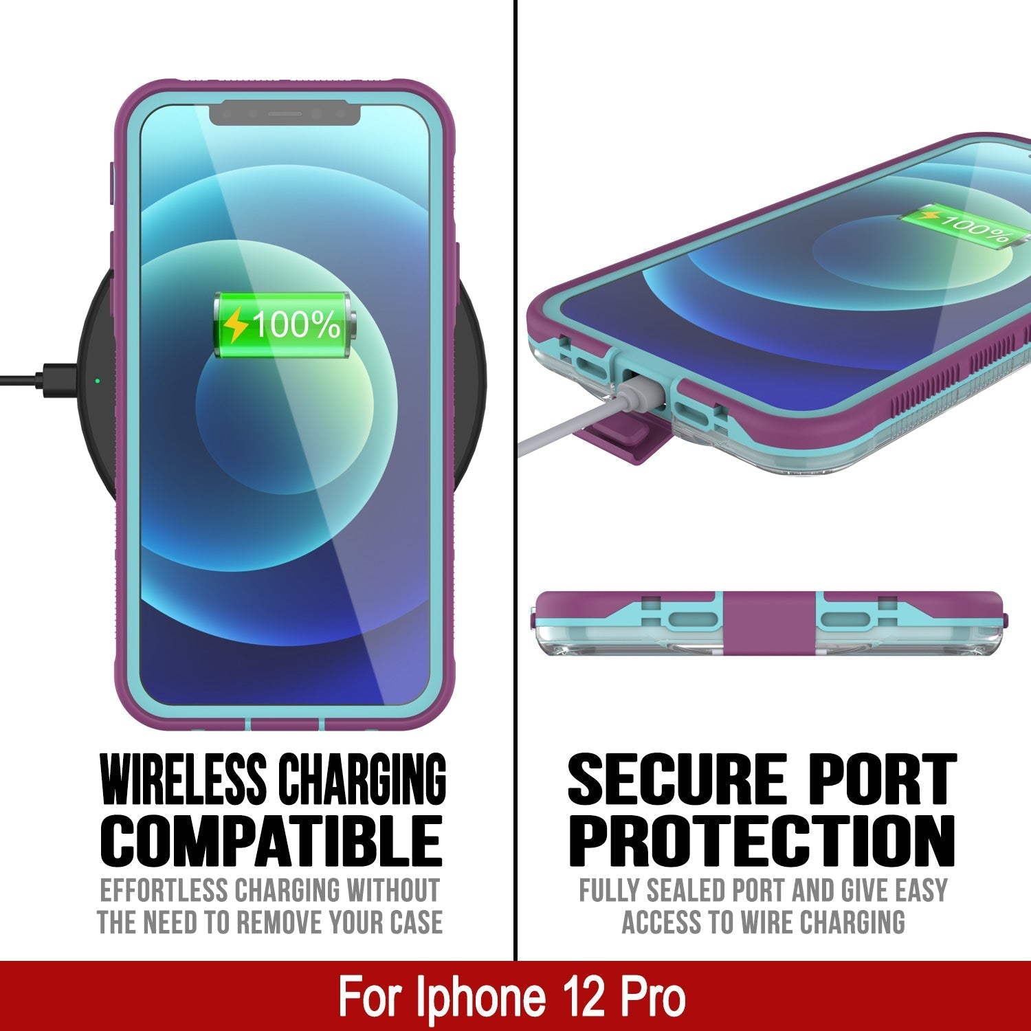 Punkcase iPhone 13 Pro Waterproof Case [Aqua Series] Armor Cover [Clear Blue] [Clear Back]