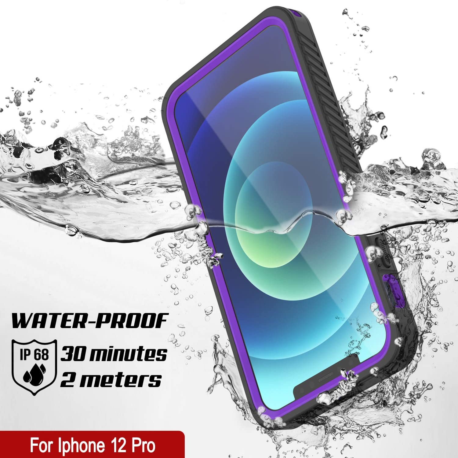 iPhone 12 Pro Waterproof Case, Punkcase [Extreme Series] Armor Cover W/ Built In Screen Protector [Purple]