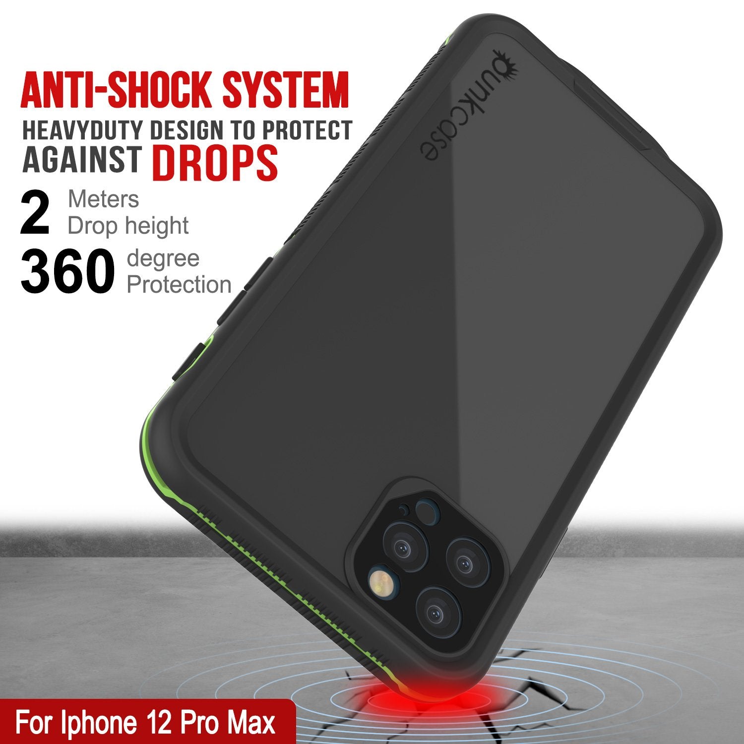 Punkcase iPhone 12 Pro Max Waterproof Case [Aqua Series] Armor Cover [Black]