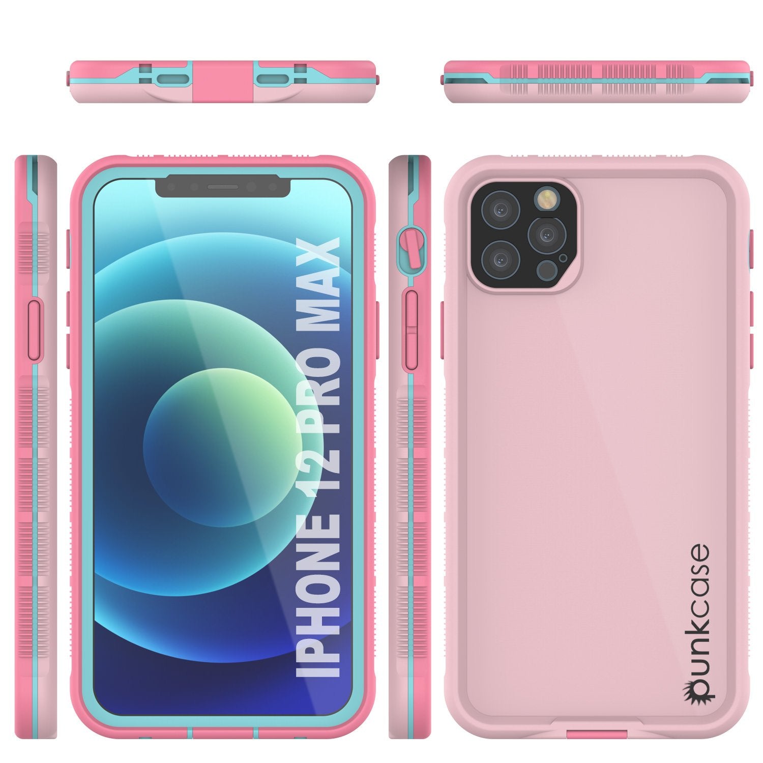 Punkcase iPhone 12 Pro Max Waterproof Case [Aqua Series] Armor Cover [Pink]