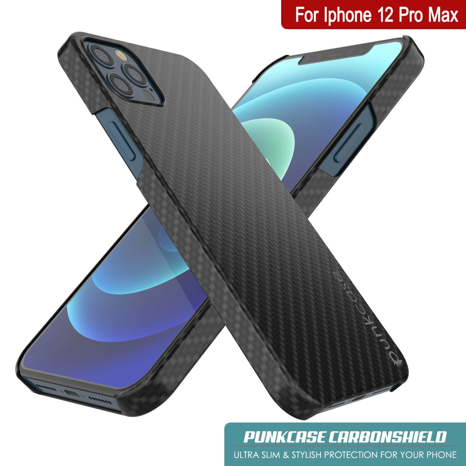 iPhone 12 Pro Max Case, Punkcase CarbonShield, Heavy Duty & Ultra Thin 2 Piece Dual Layer [shockproof]