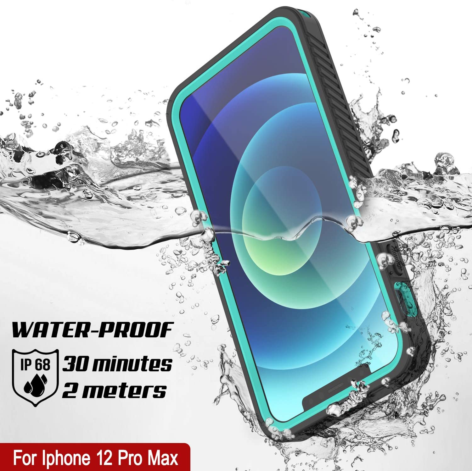 iPhone 12 Pro Max Waterproof Case, Punkcase [Extreme Series] Armor Cover W/ Built In Screen Protector [Teal]