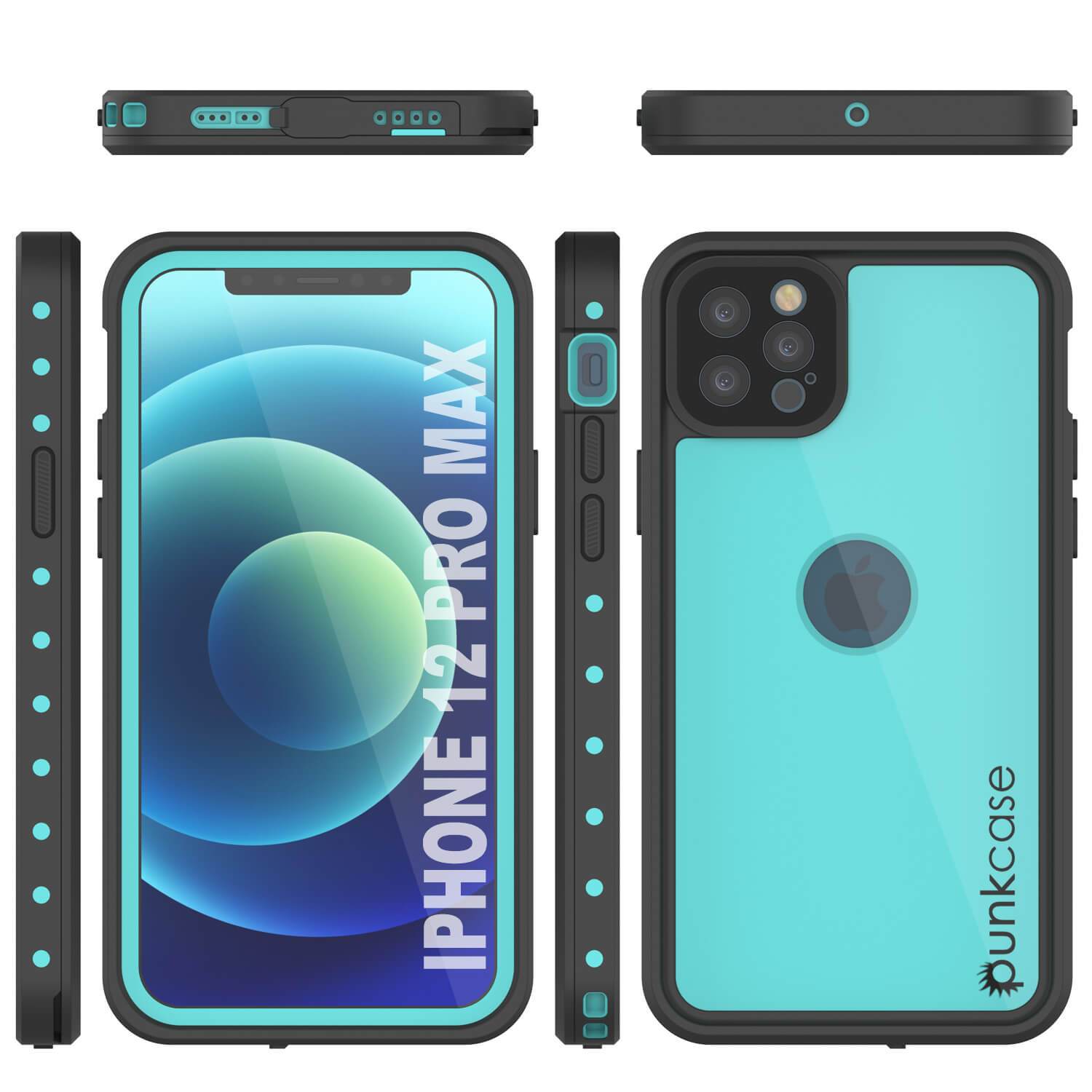 iPhone 12 Pro Max Waterproof IP68 Case, Punkcase [Teal] [StudStar Series] [Slim Fit]