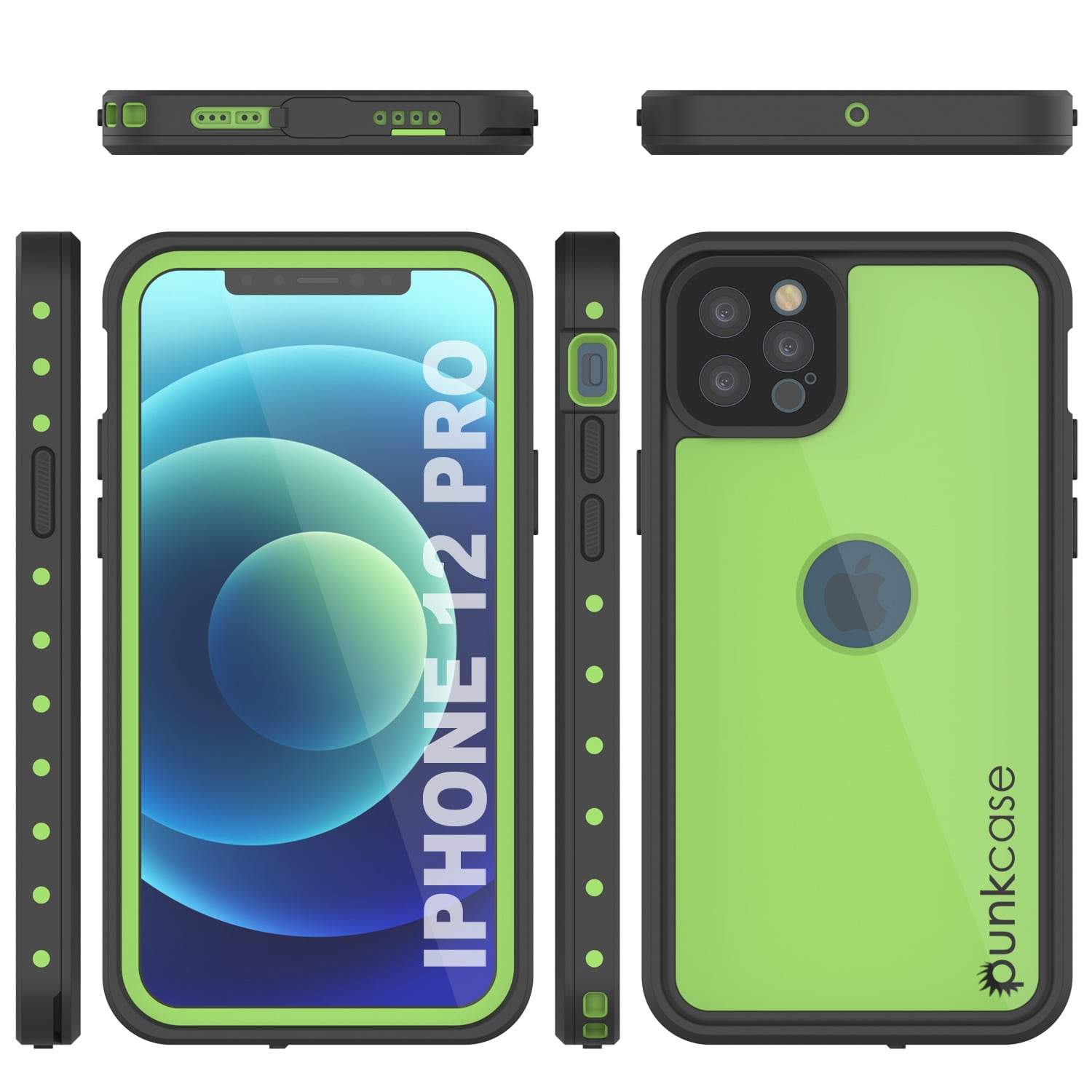 iPhone 12 Pro Waterproof IP68 Case, Punkcase [Light green] [StudStar Series] [Slim Fit] [Dirtproof]