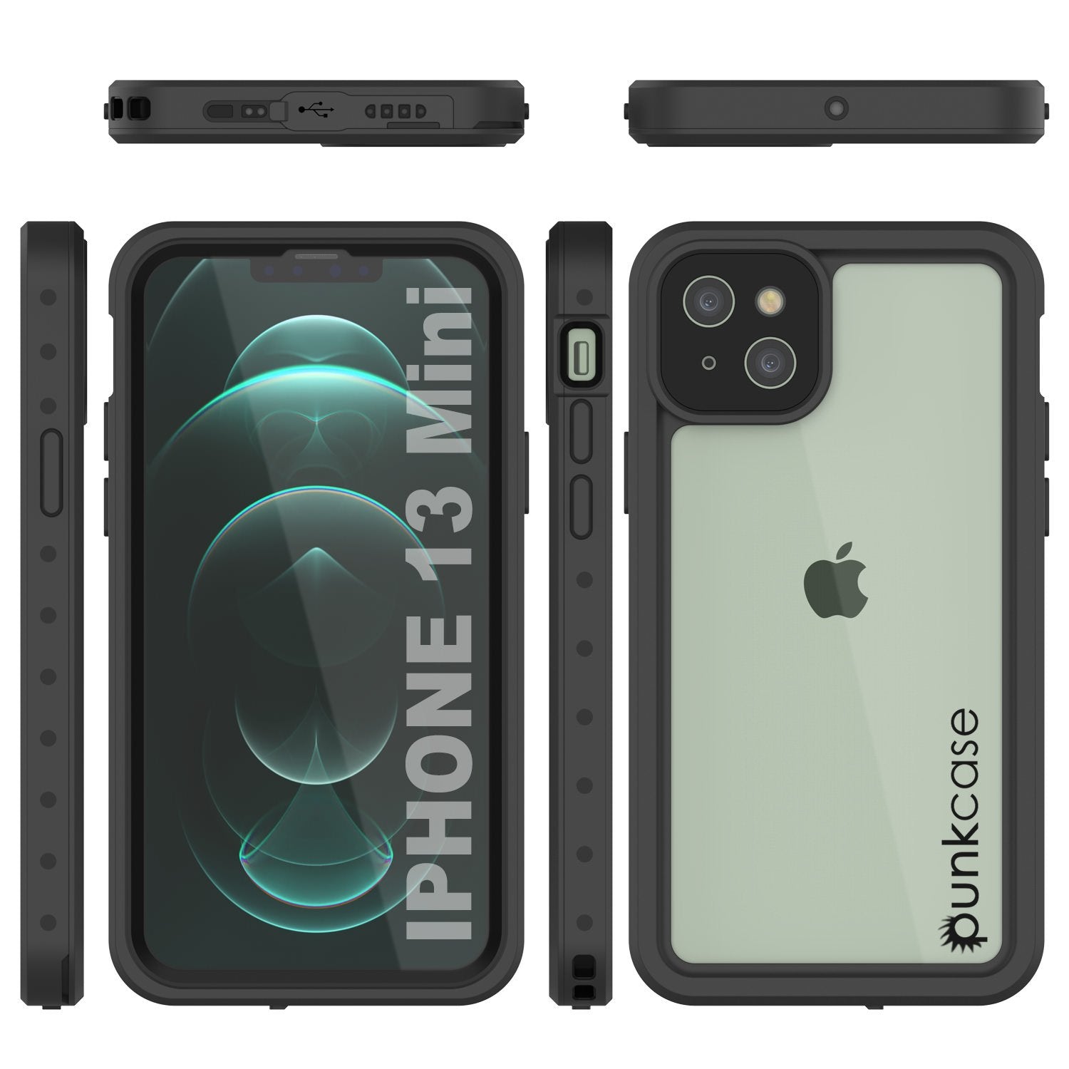 iPhone 13 Mini Waterproof IP68 Case, Punkcase [Clear] [StudStar Series] [Slim Fit] [Dirtproof]