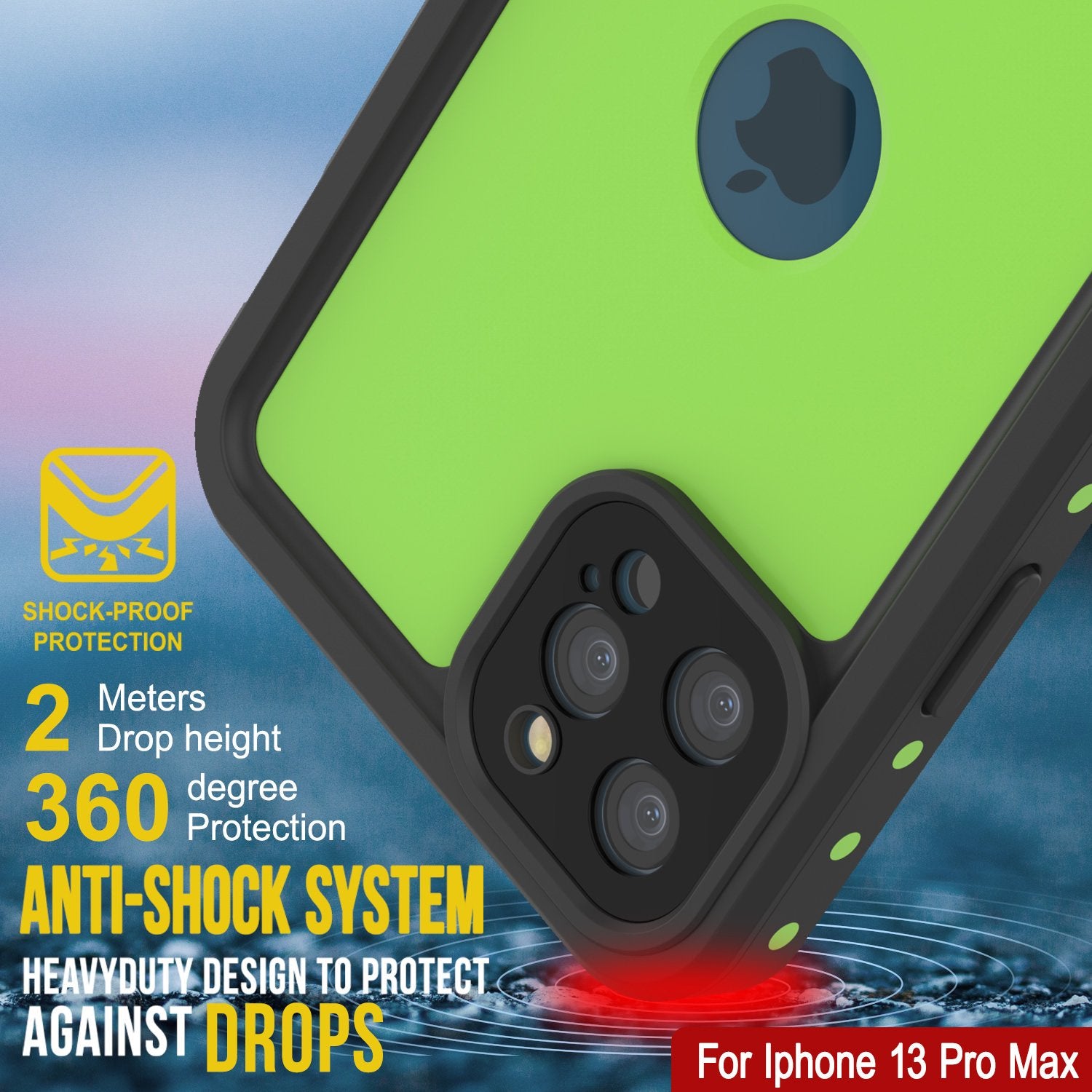 iPhone 13 Pro Max Waterproof IP68 Case, Punkcase [Light green] [StudStar Series] [Slim Fit] [Dirtproof]