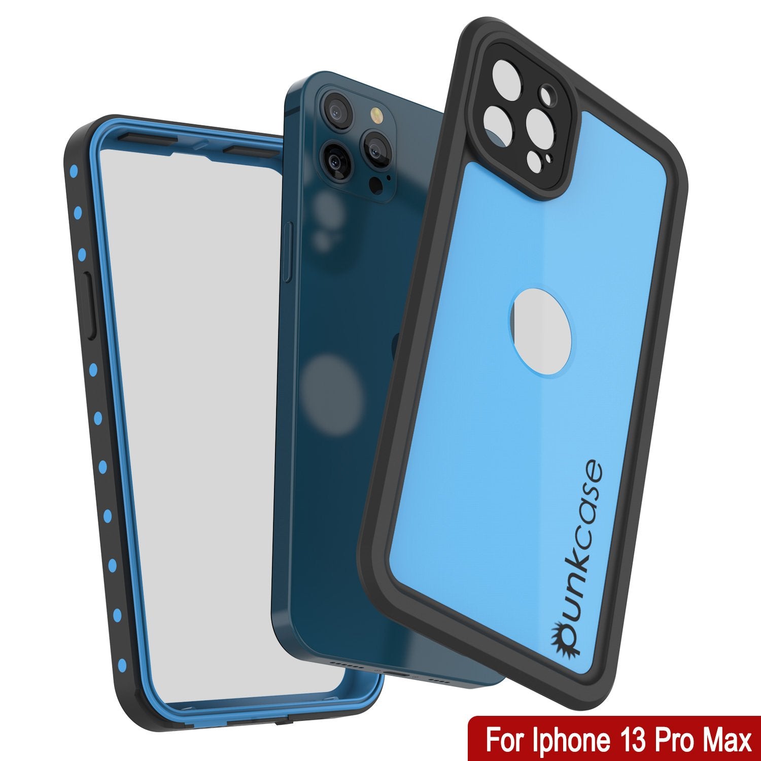 iPhone 13 Pro Max Waterproof IP68 Case, Punkcase [Light blue] [StudStar Series] [Slim Fit] [Dirtproof]