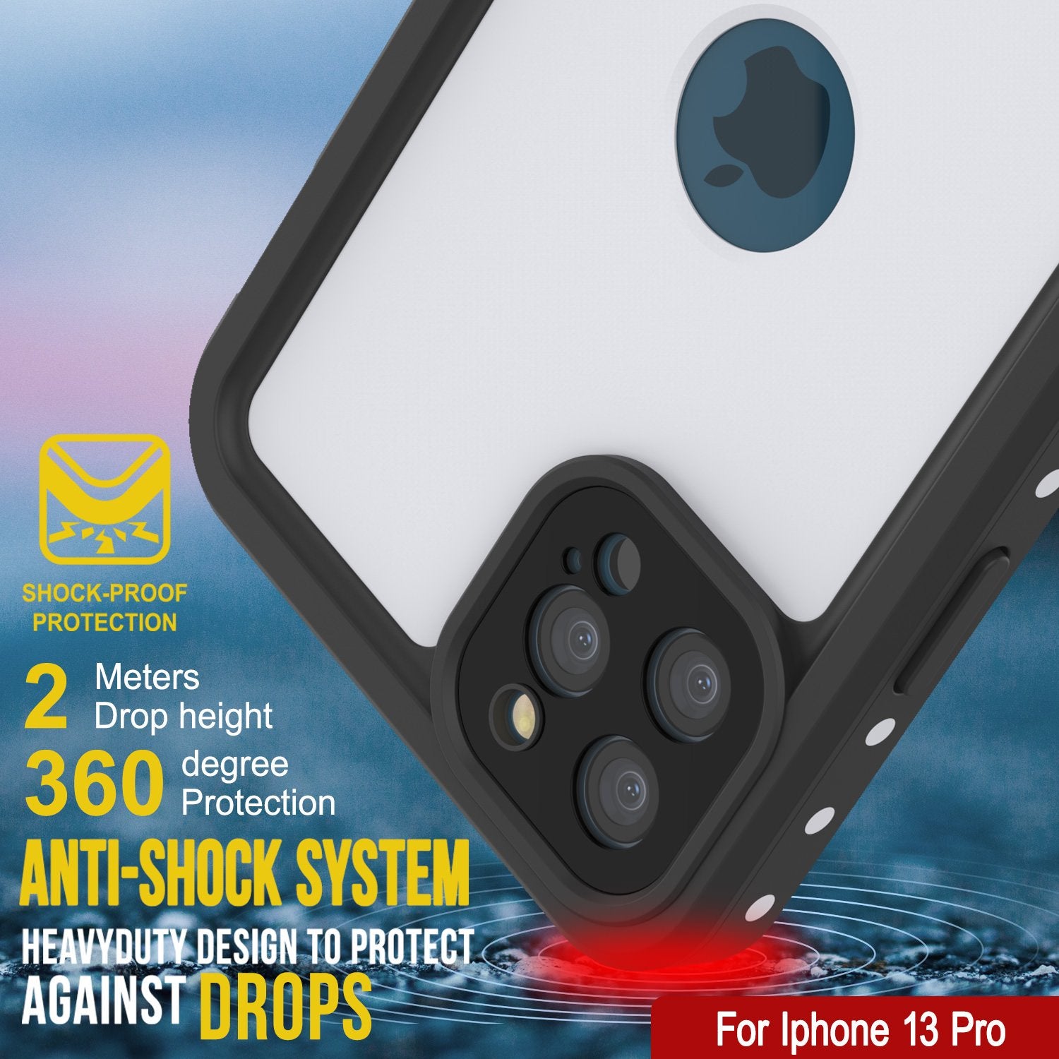 iPhone 13 Pro Waterproof IP68 Case, Punkcase [White] [StudStar Series] [Slim Fit] [Dirtproof]