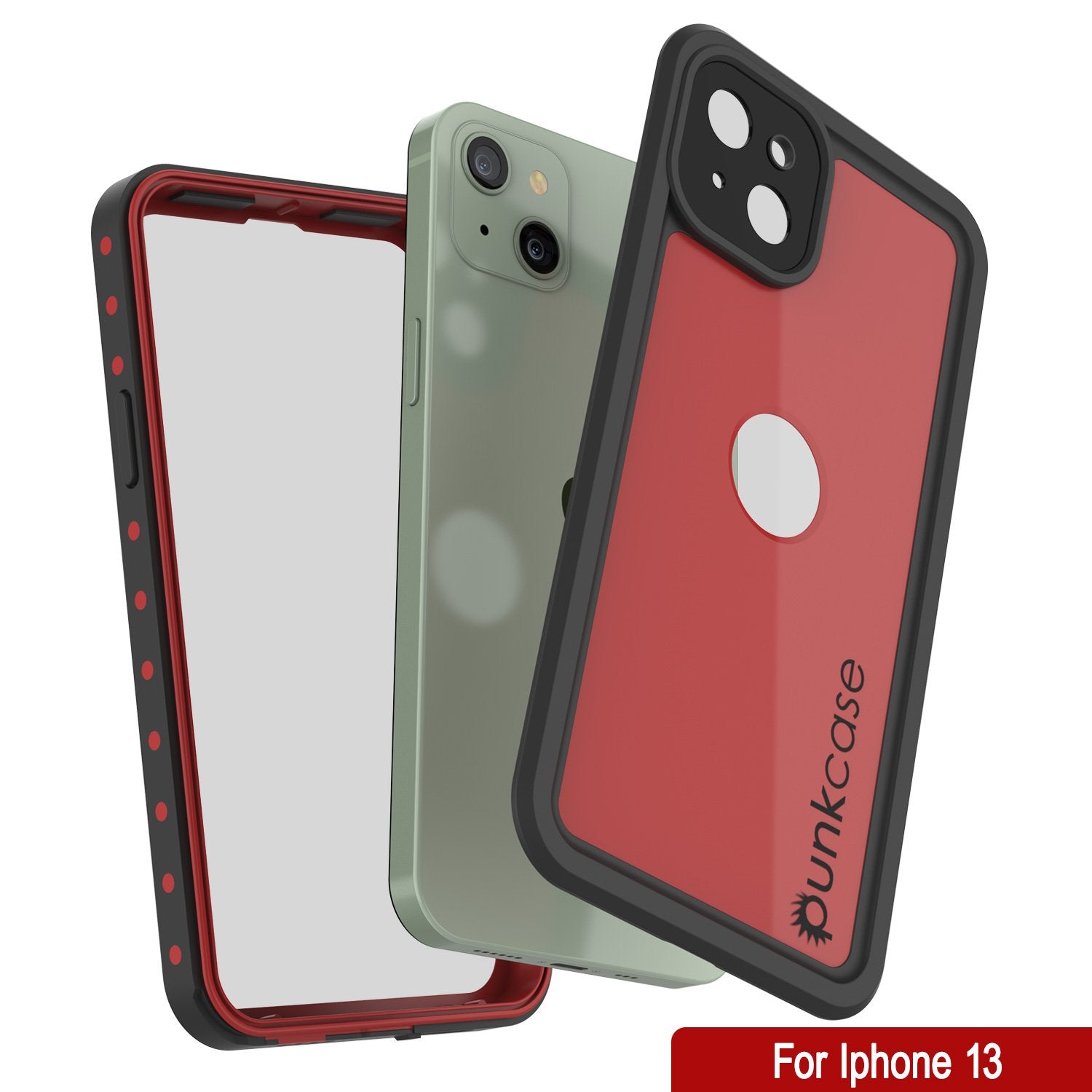 iPhone 13 Waterproof IP68 Case, Punkcase [Red] [StudStar Series] [Slim Fit]