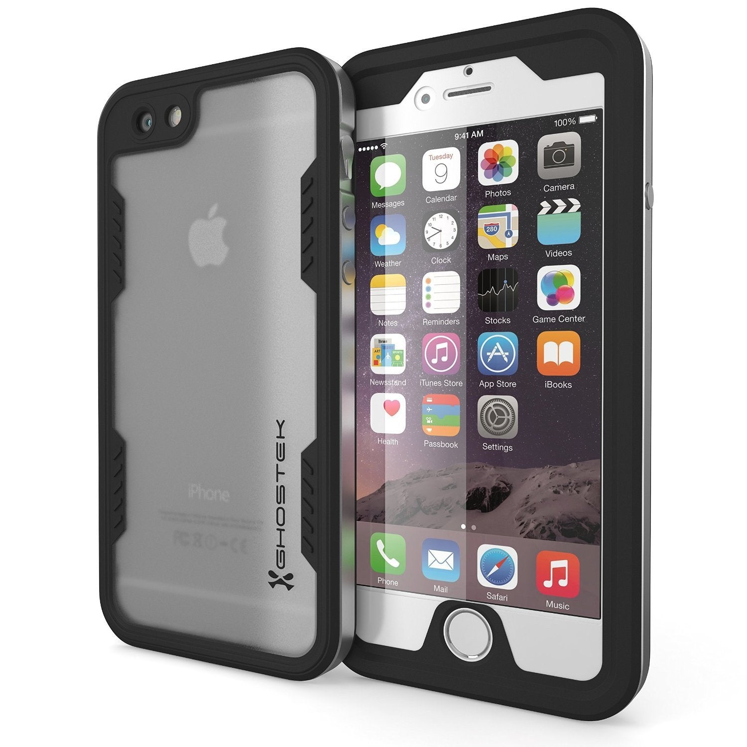 iPhone 6S+/6+ Plus Waterproof Case Ghostek Atomic 2.0 Silver w/ Attached Screen Protector | Slim