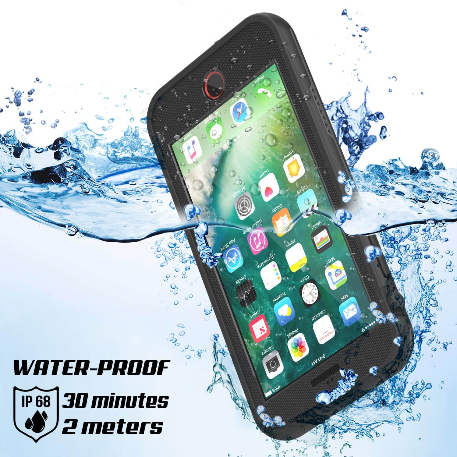 iPhone 7+ Plus Waterproof Case, Punkcase SpikeStar Black Series | Thin Fit 6.6ft Underwater IP68