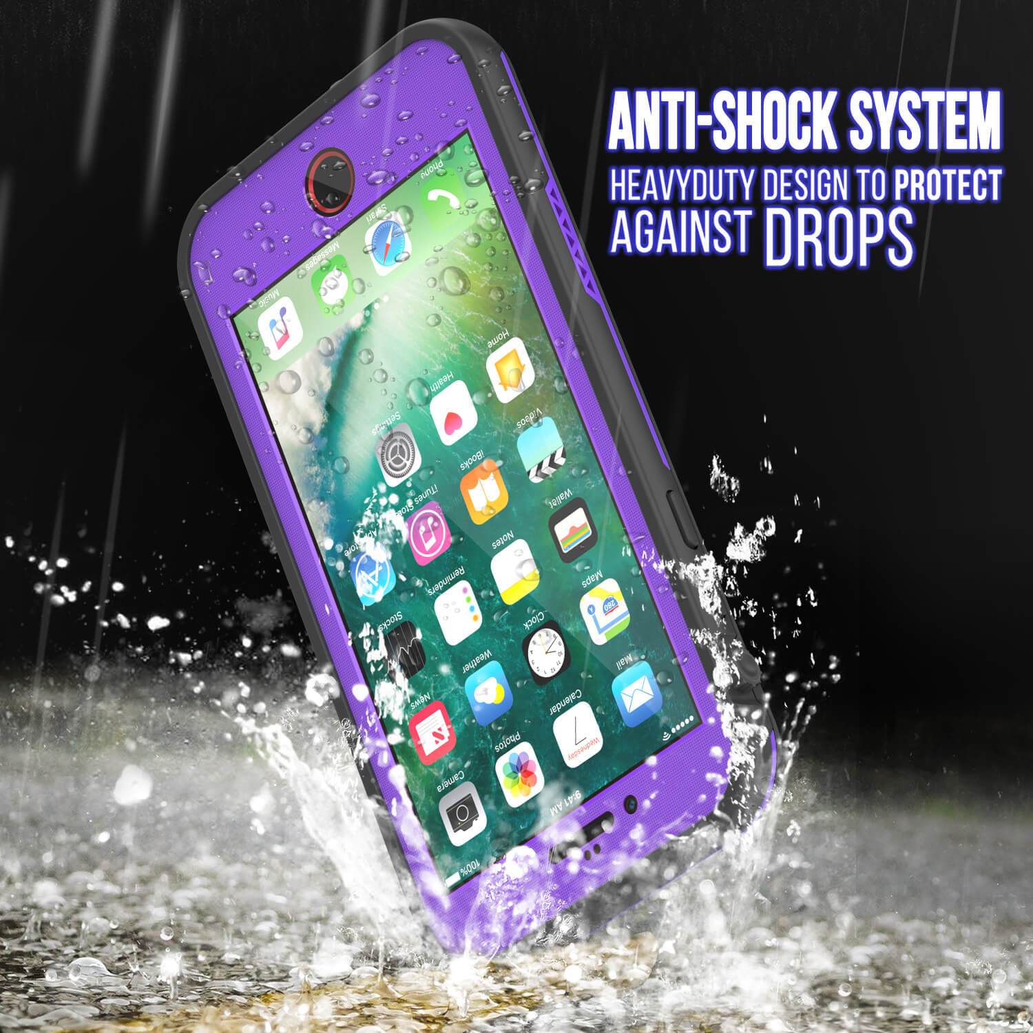 iPhone 7+ Plus Waterproof Case, Punkcase SpikeStar Purple Series | Thin Fit 6.6ft Underwater IP68