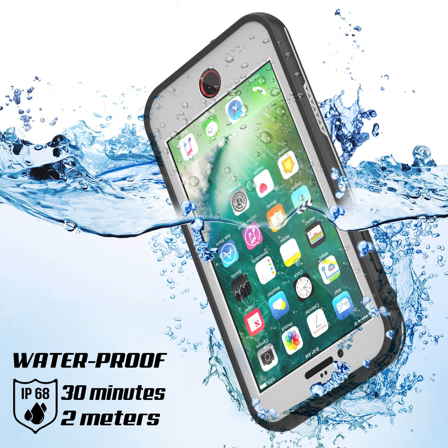 iPhone 7+ Plus Waterproof Case, Punkcase SpikeStar White Series | Thin Fit 6.6ft Underwater IP68