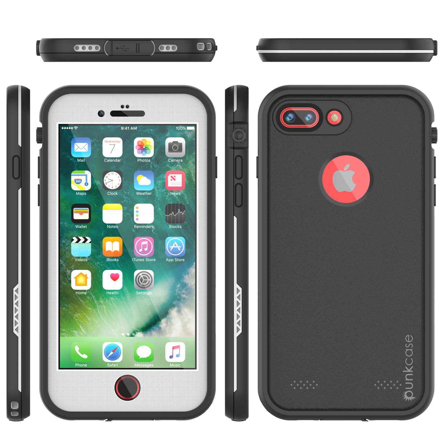 iPhone 8+ Plus Waterproof Case, Punkcase SpikeStar White Series | Thin Fit 6.6ft Underwater IP68