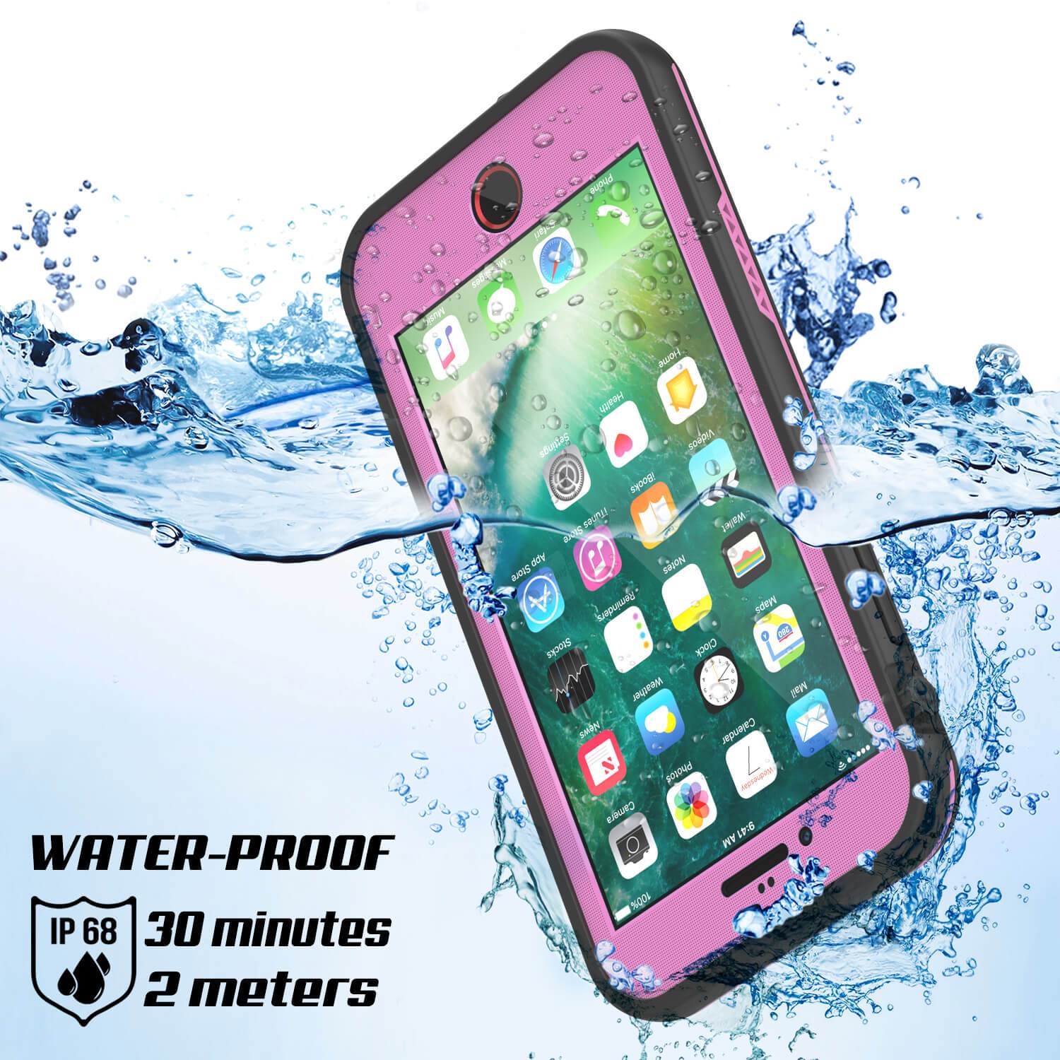 iPhone 8 Waterproof Case, Punkcase SpikeStar Pink Series | Thin Fit 6.6ft Underwater IP68