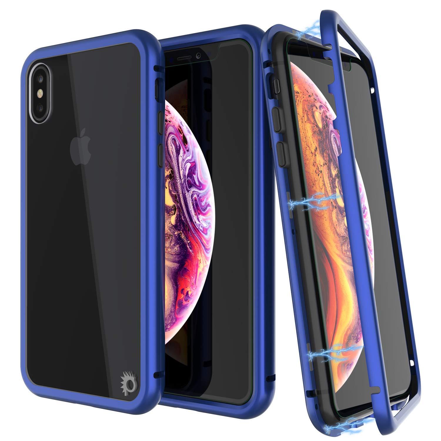 iPhone XS Case, Punkcase Magnetic Shield Protective TPU Cover W/ Tempered Glass Screen Protector [Blue]