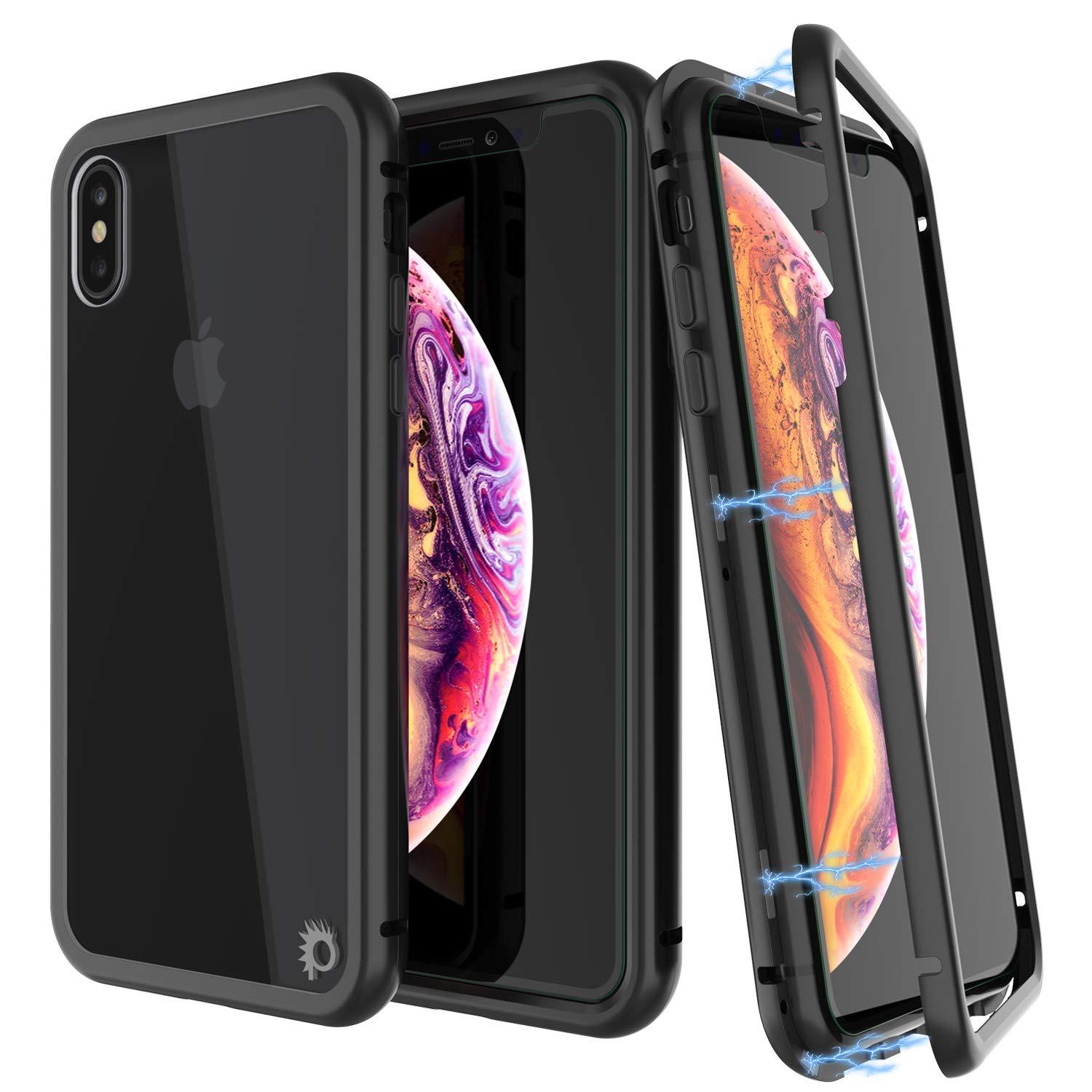 iPhone XS Case, Punkcase Magnetic Shield Protective TPU Cover W/ Tempered Glass Screen Protector [Black]