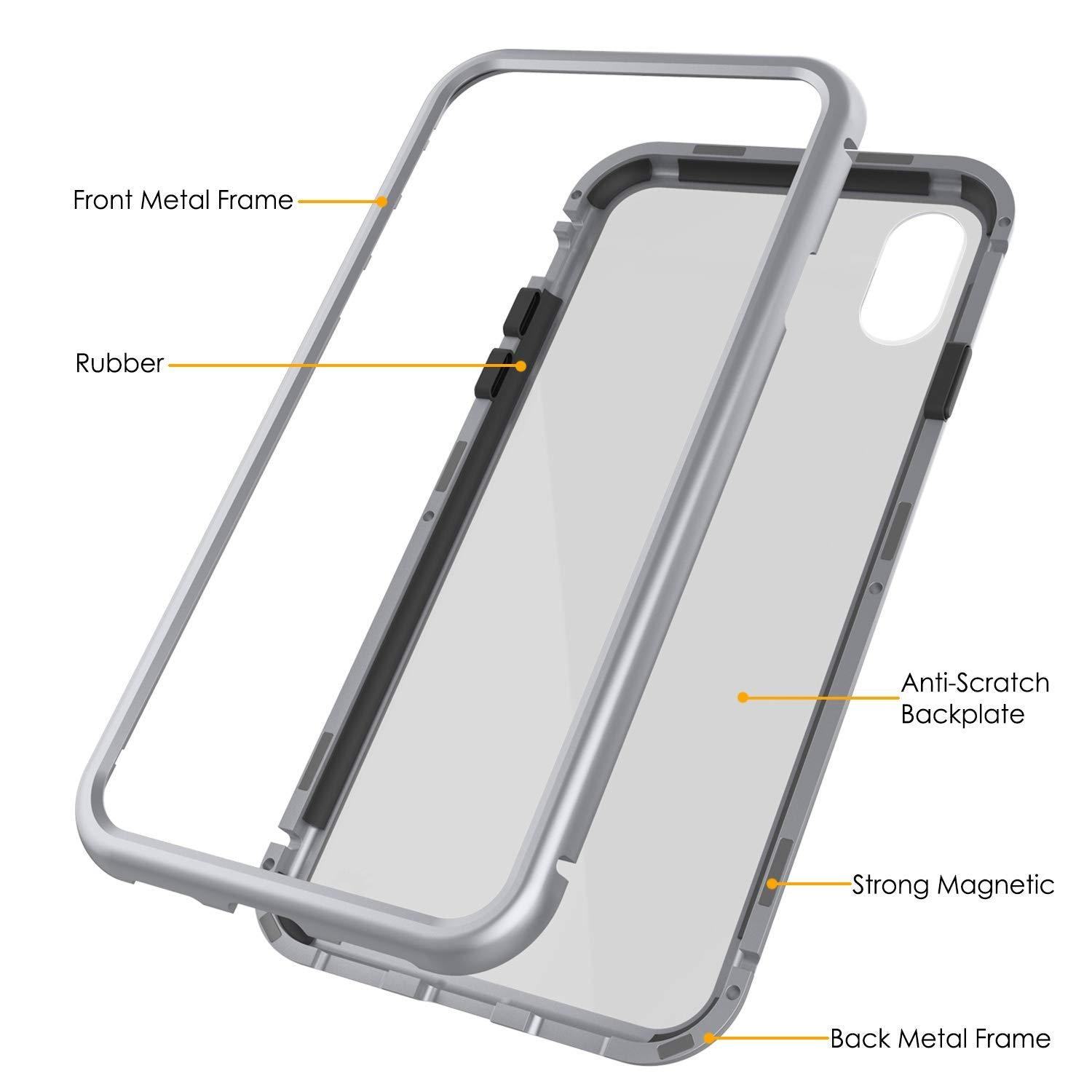 iPhone XS Case, Punkcase Magnetic Shield Protective TPU Cover W/ Tempered Glass Screen Protector [Silver]