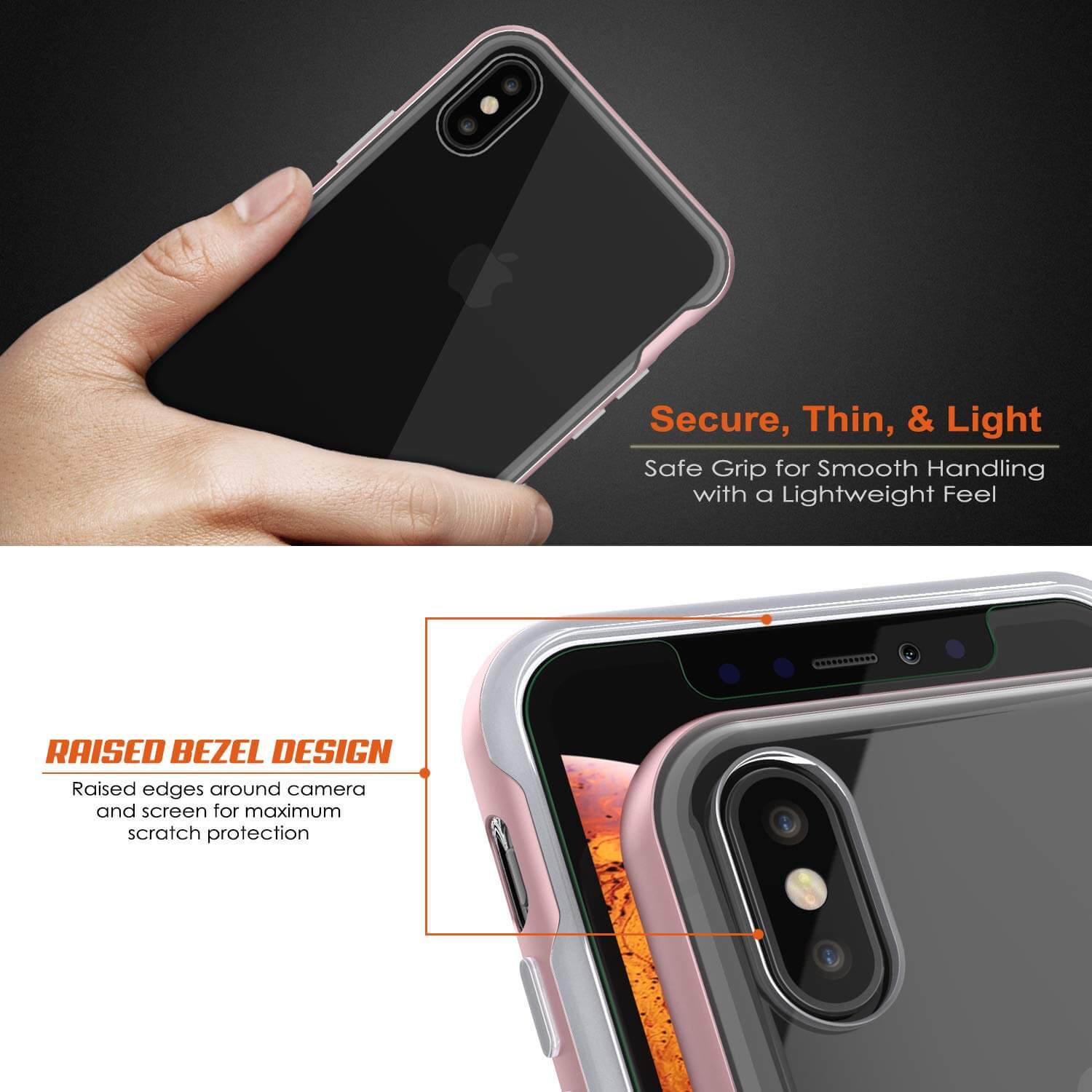 iPhone X Case, PUNKcase [LUCID 3.0 Series] [Slim Fit] Armor Cover w/ Integrated Screen Protector [Rose Gold]