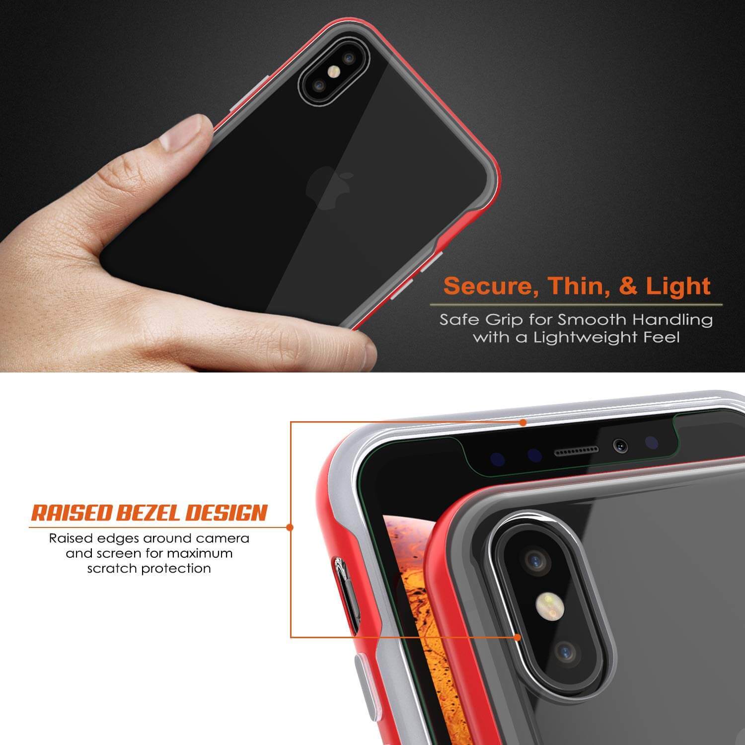 iPhone X Case, PUNKcase [LUCID 3.0 Series] [Slim Fit] Armor Cover w/ Integrated Screen Protector [Red]