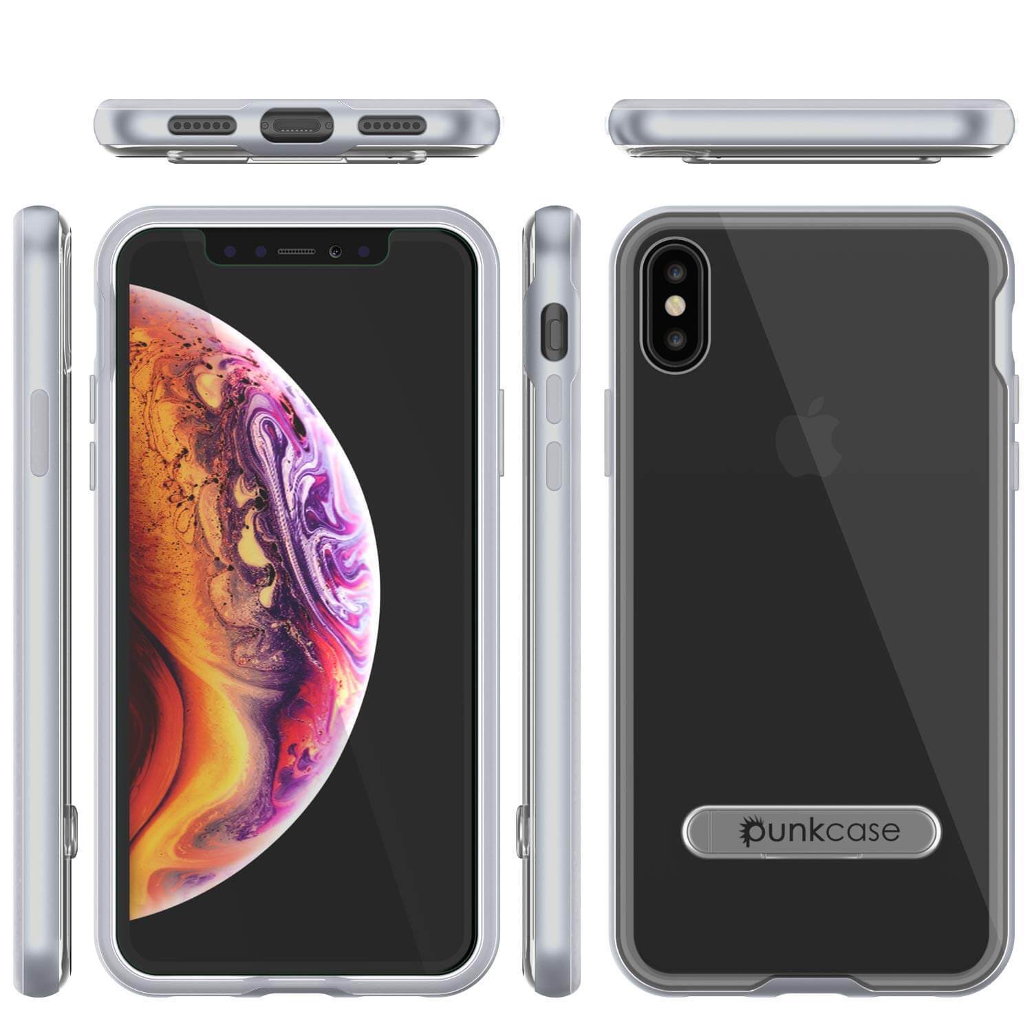 iPhone X Case, PUNKcase [LUCID 3.0 Series] [Slim Fit] Armor Cover w/ Integrated Screen Protector [Silver]