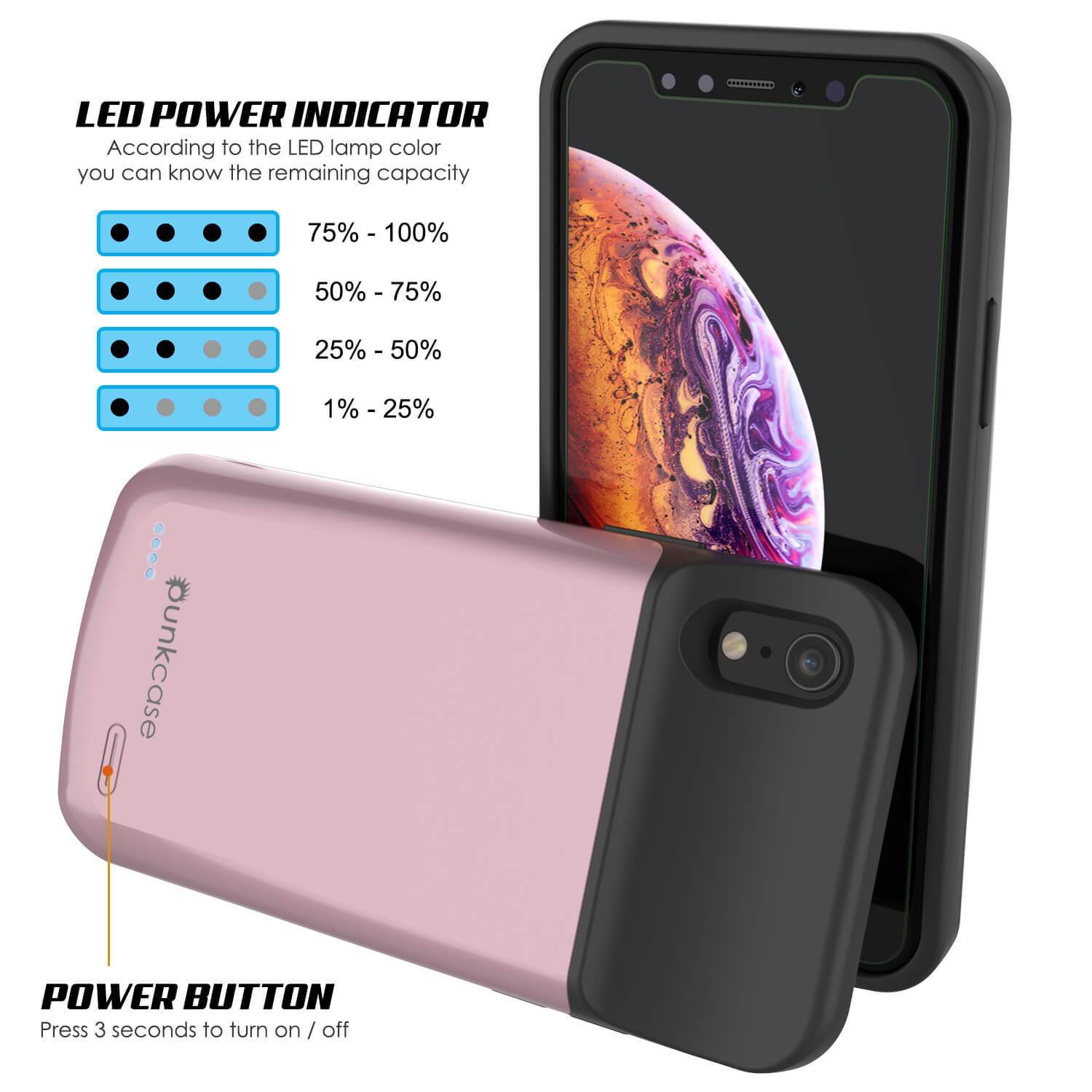 iPhone 11 Pro Max Battery Case, PunkJuice 5000mAH Fast Charging Power Bank W/ Screen Protector | [Rose-Gold]