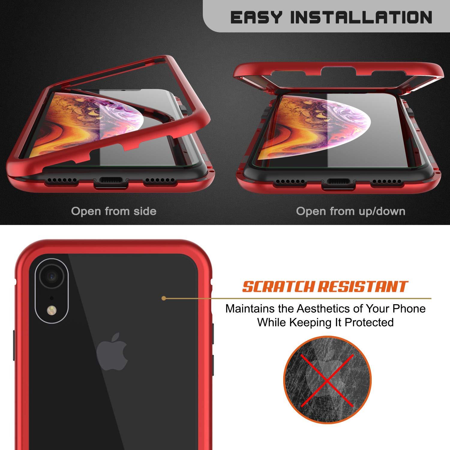 iPhone XR Case, Punkcase Magnetic Shield Protective TPU Cover W/ Tempered Glass Screen Protector [Red]