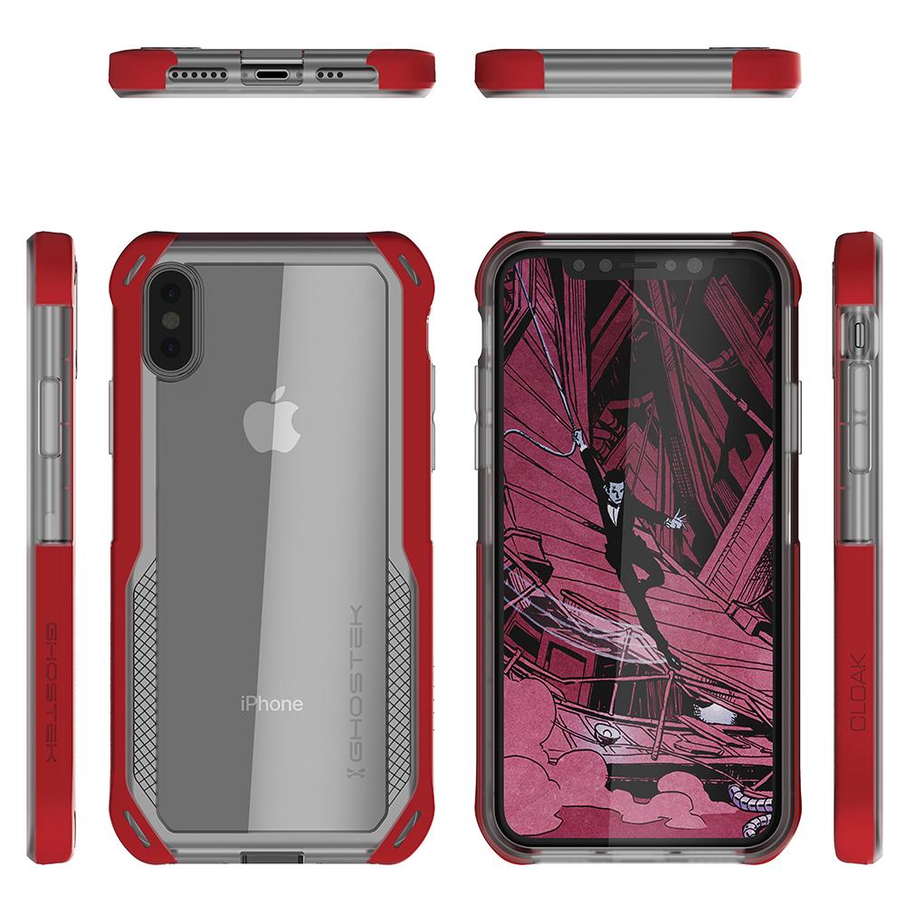 iPhone Xs Case, Ghostek Cloak 4 Series  for iPhone Xs / iPhone Pro Case | RED-CLEAR