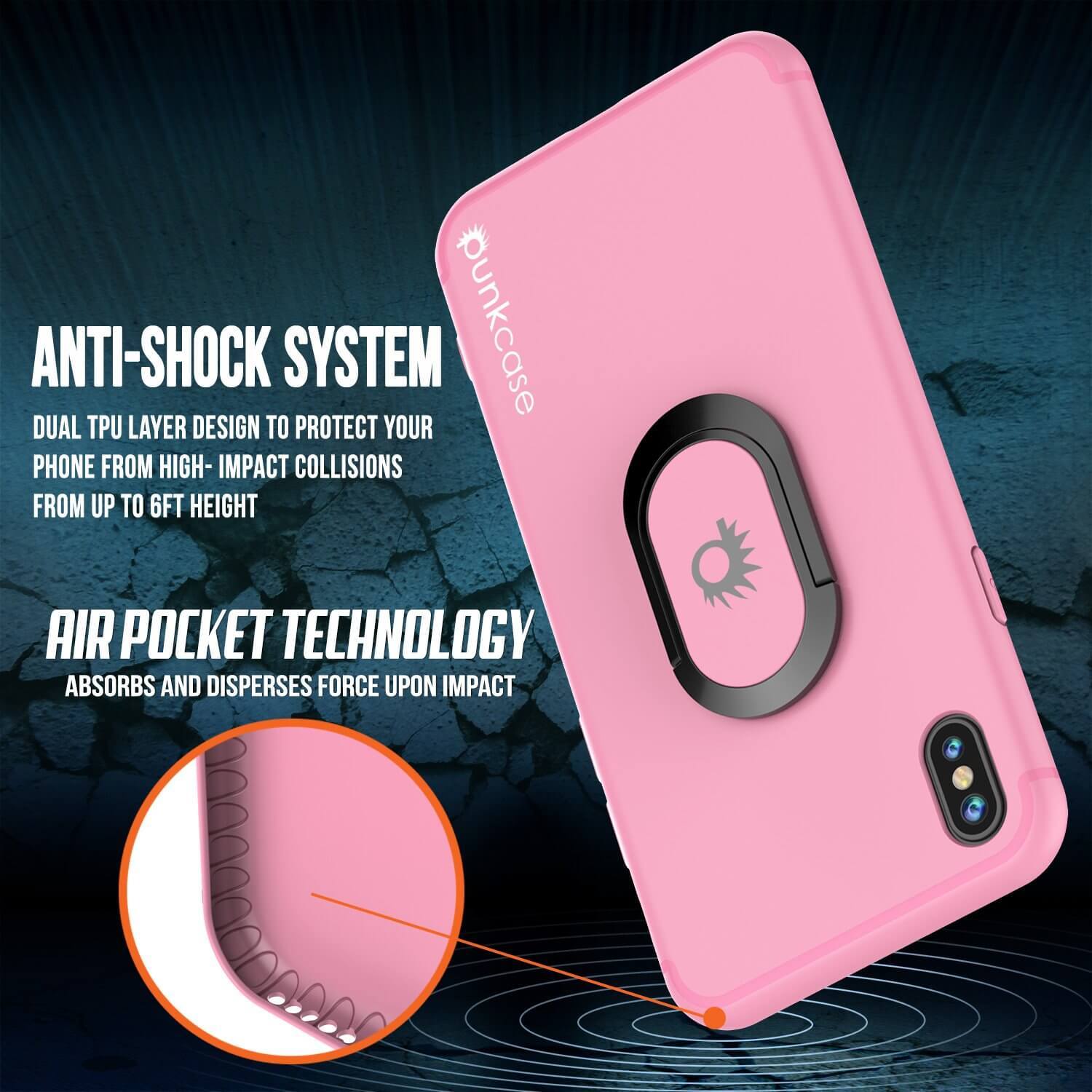 iPhone XS Case, Punkcase Magnetix Protective TPU Cover W/ Kickstand, Tempered Glass Screen Protector [Pink]