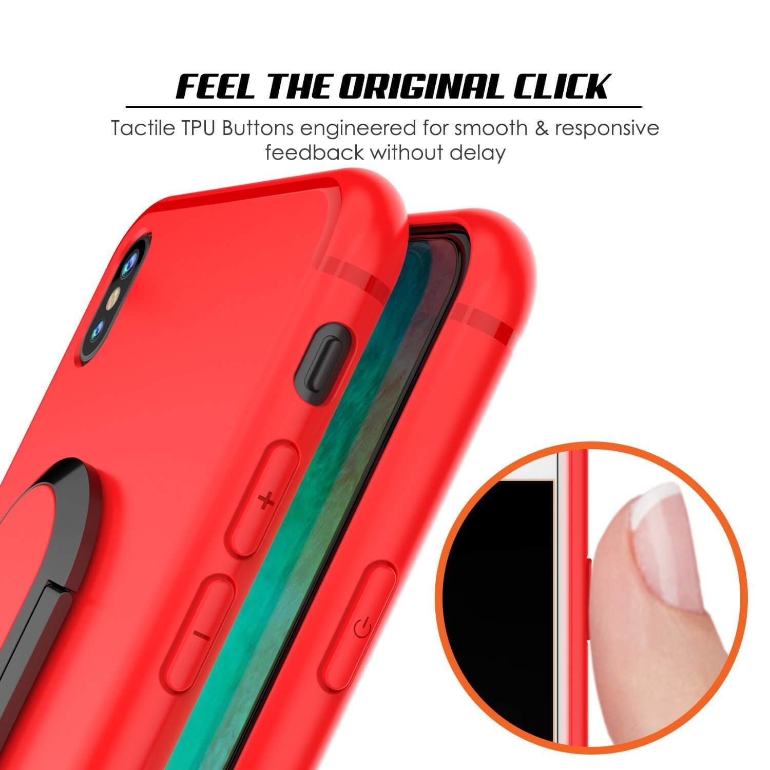 iPhone XS Case, Punkcase Magnetix Protective TPU Cover W/ Kickstand, Tempered Glass Screen Protector [Red]
