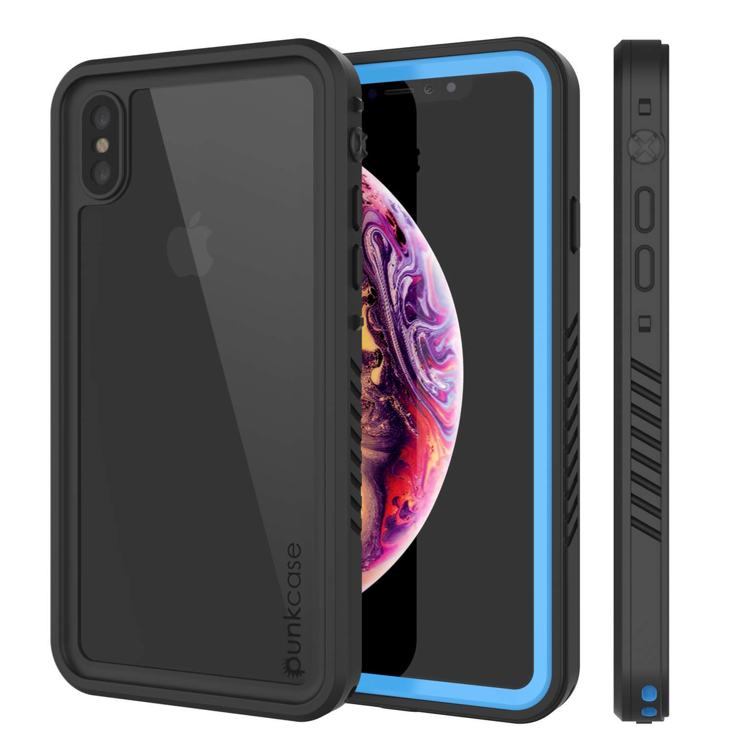 iPhone XS Waterproof Case, Punkcase [Extreme Series] Armor Cover W/ Built In Screen Protector [Light Blue]