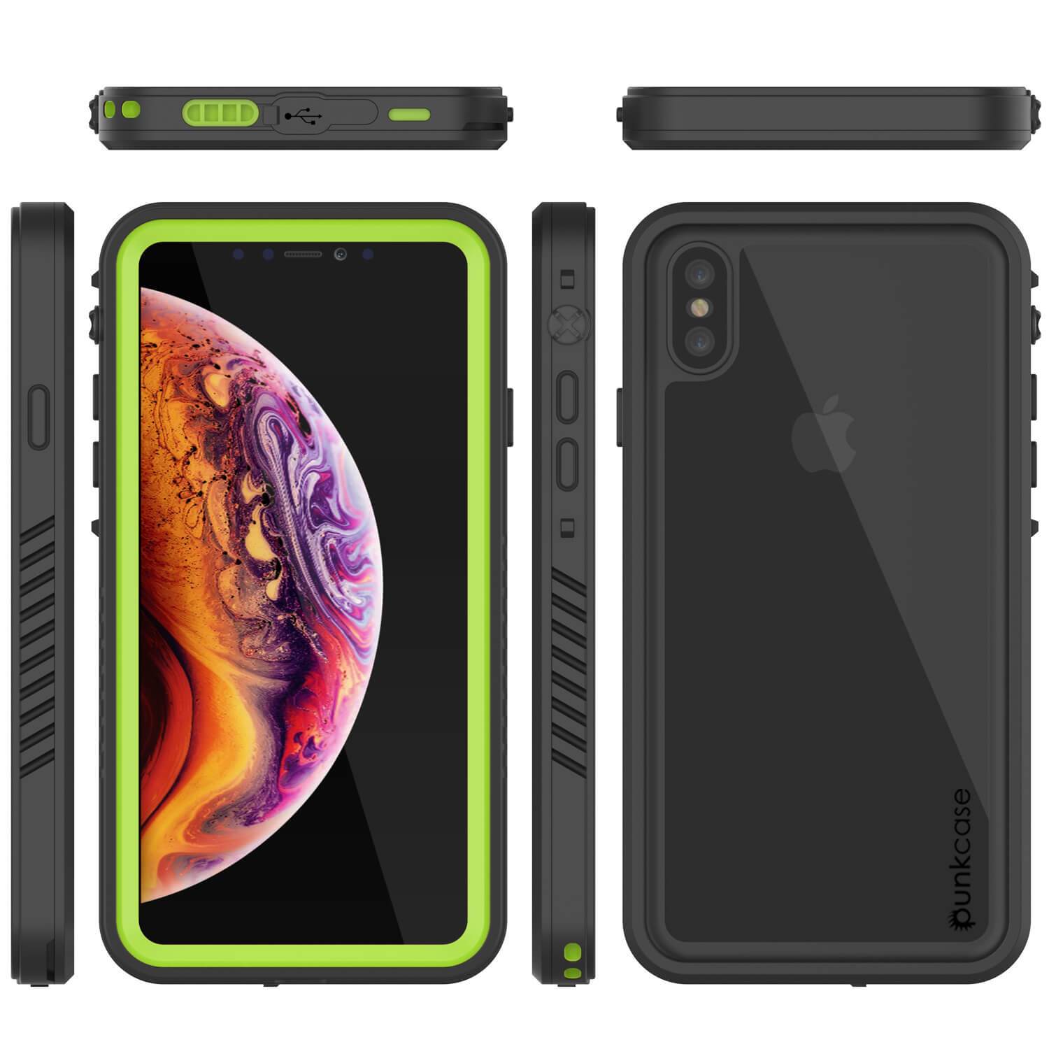 iPhone XS Waterproof Case, Punkcase [Extreme Series] Armor Cover W/ Built In Screen Protector [Light Green]
