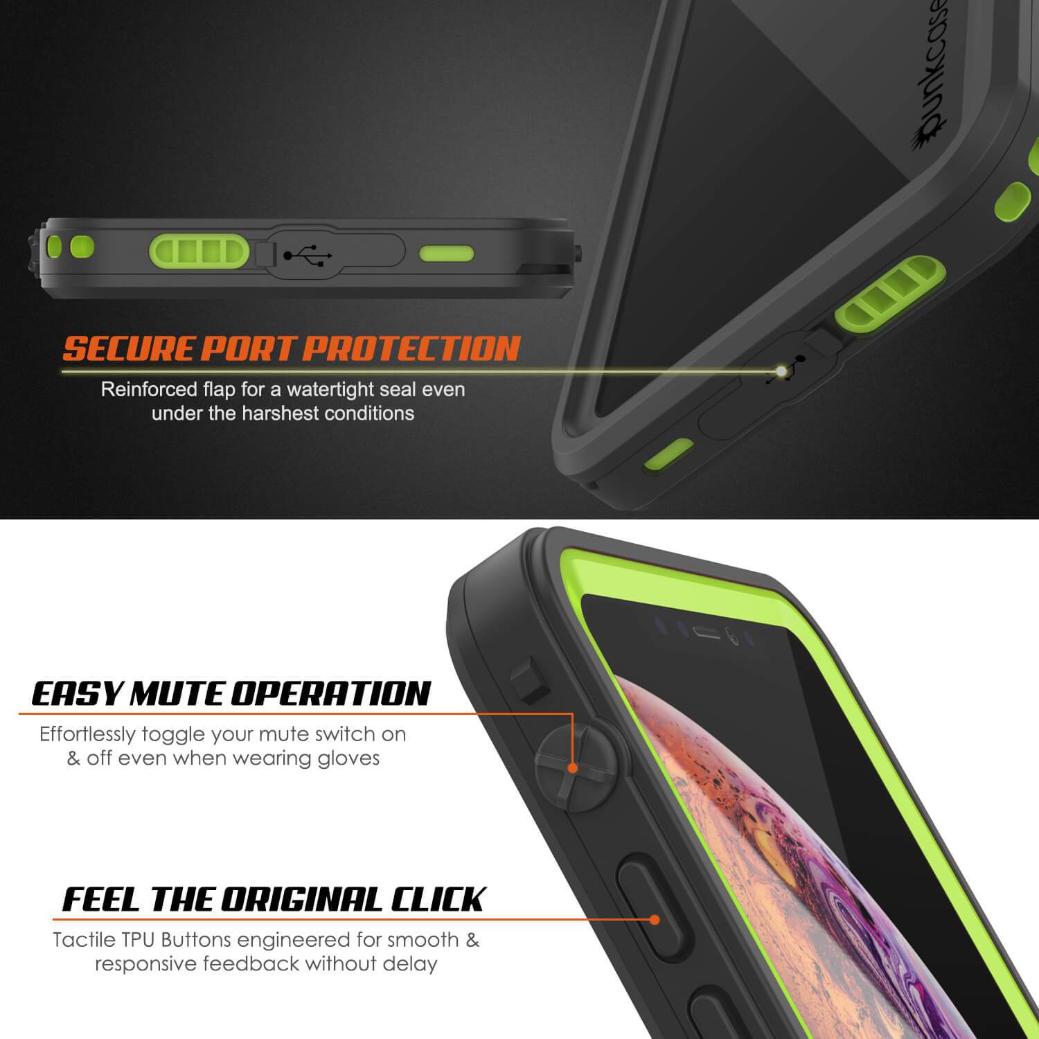 iPhone XS Waterproof Case, Punkcase [Extreme Series] Armor Cover W/ Built In Screen Protector [Light Green]