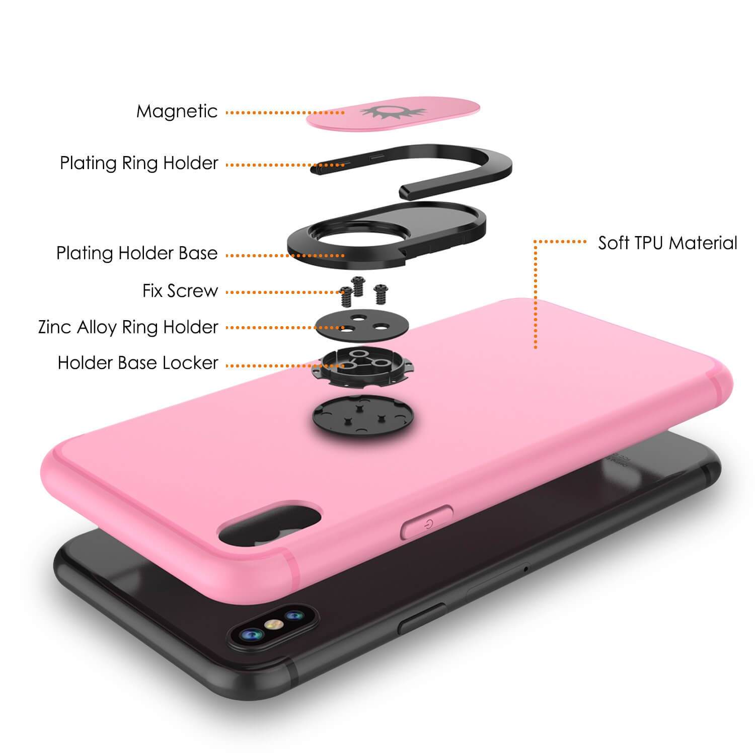 iPhone XS Max Case, Punkcase Magnetix Protective TPU Cover W/ Kickstand, Tempered Glass Screen Protector [Pink]