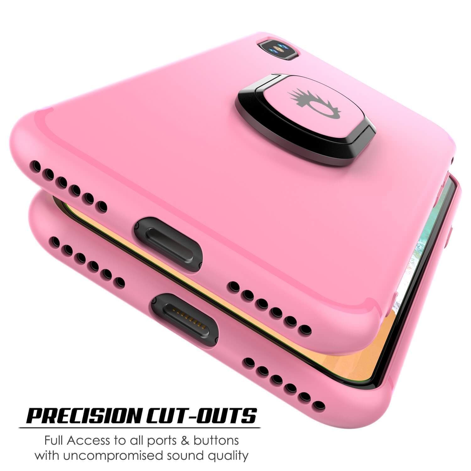 iPhone XS Max Case, Punkcase Magnetix Protective TPU Cover W/ Kickstand, Tempered Glass Screen Protector [Pink]