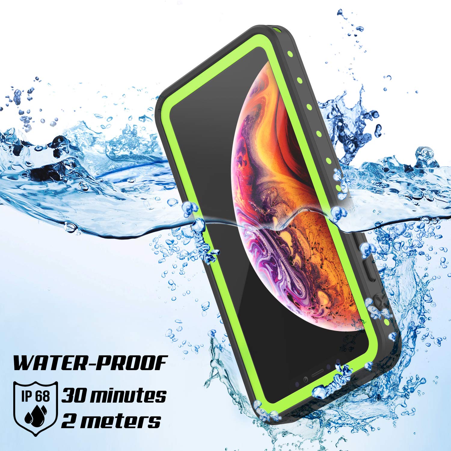 iPhone XS Max Waterproof IP68 Case, Punkcase [Light green] [StudStar Series] [Slim Fit] [Dirtproof]