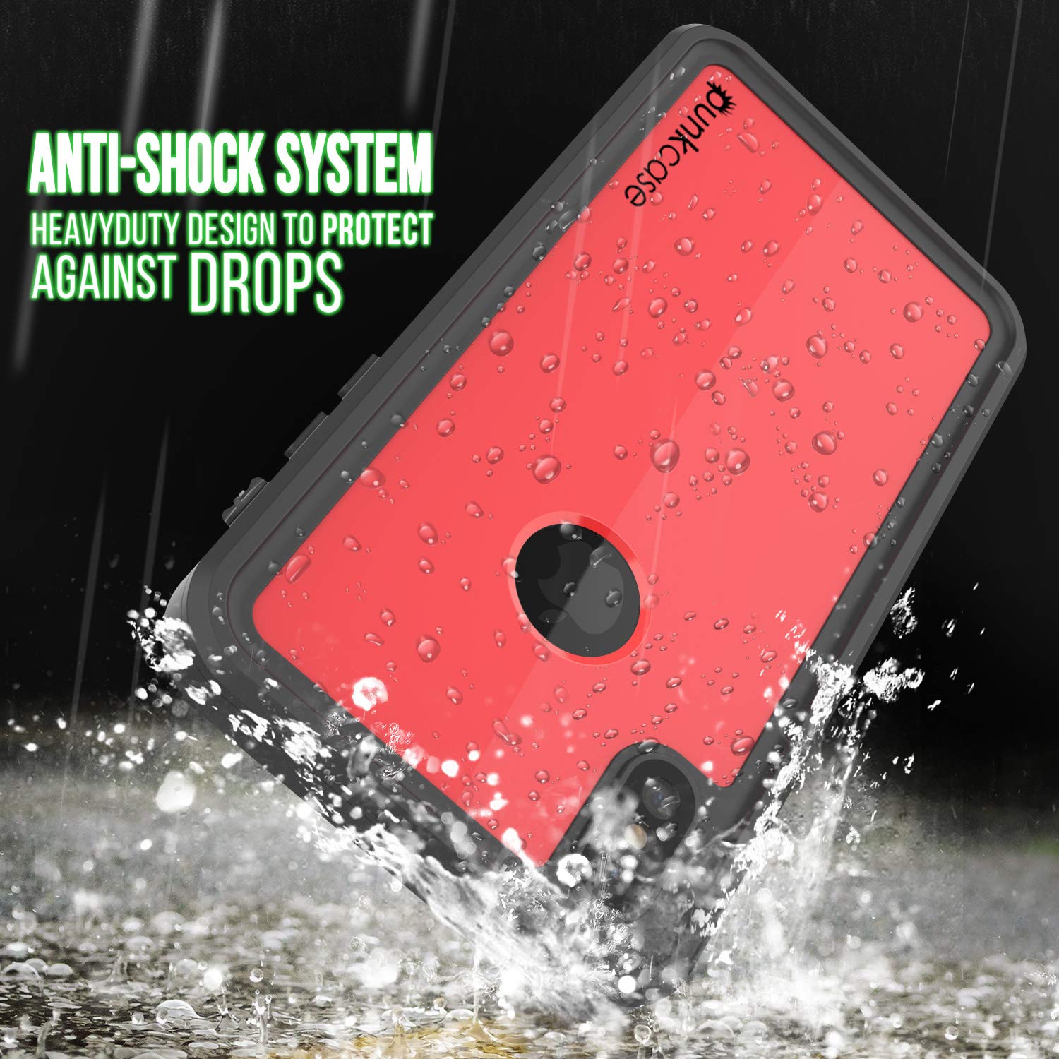 iPhone XS Max Waterproof IP68 Case, Punkcase [Red] [StudStar Series] [Slim Fit] [Dirtproof]