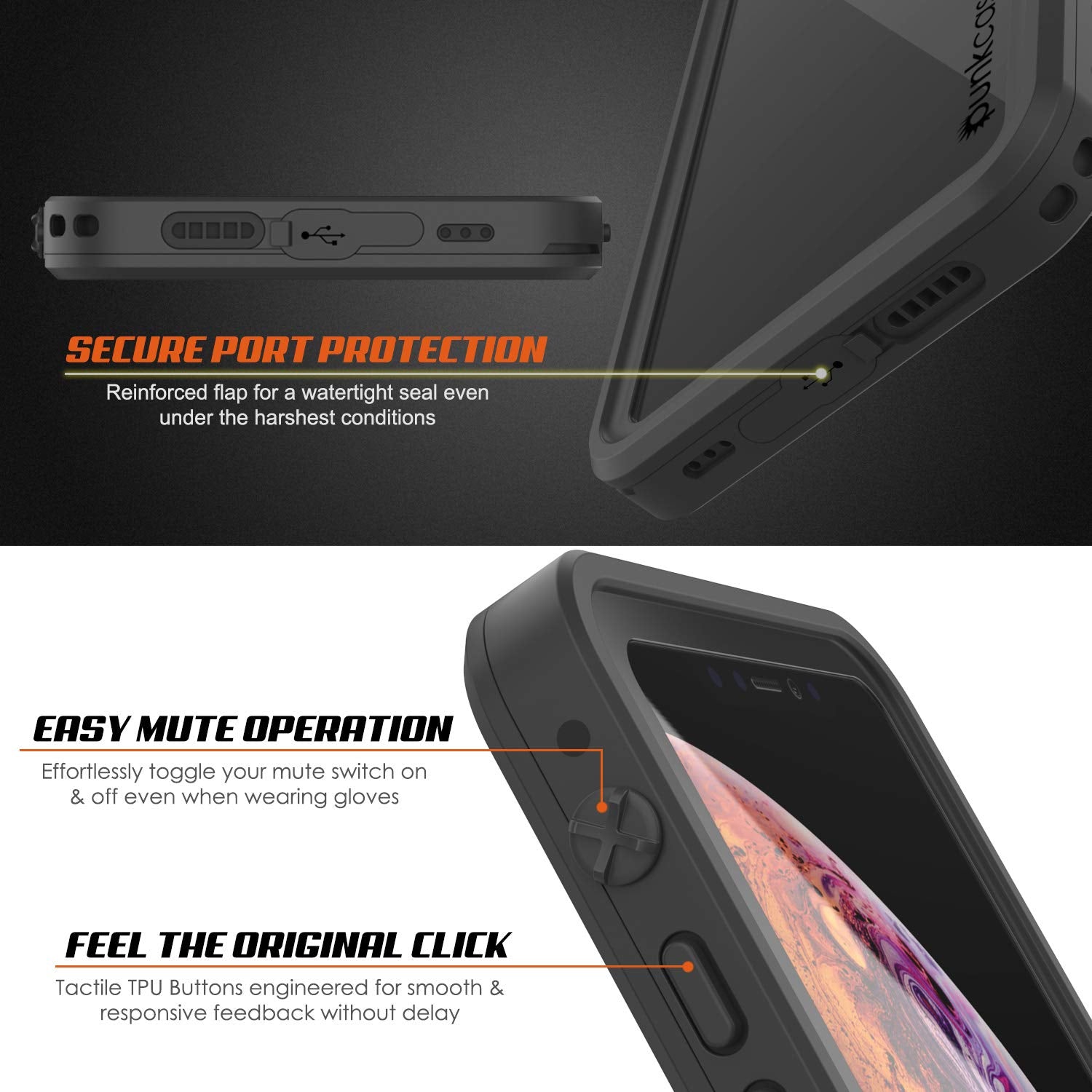 iPhone XS Max Waterproof IP68 Case, Punkcase [Clear] [StudStar Series] [Slim Fit] [Dirtproof]