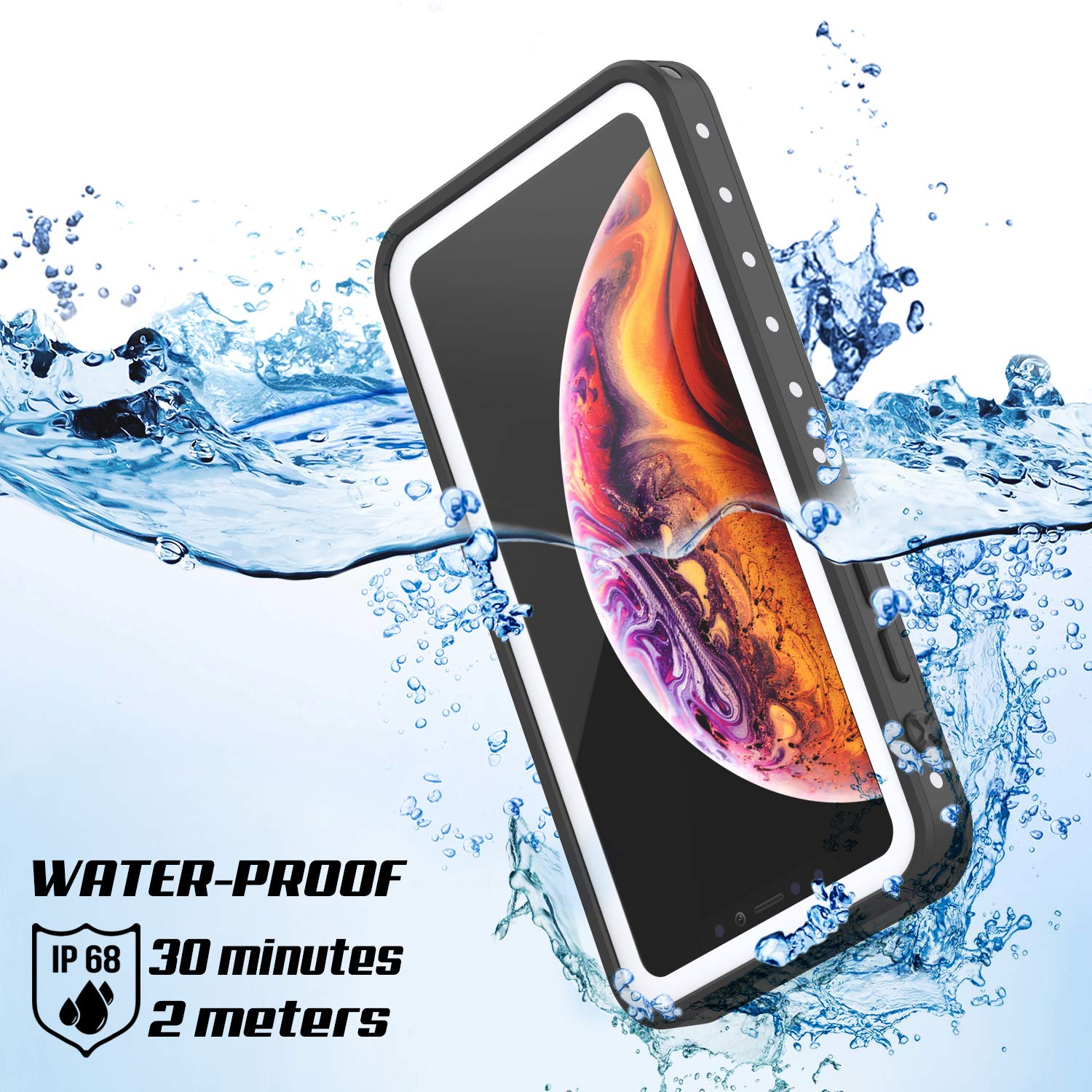 iPhone XS Max Waterproof IP68 Case, Punkcase [White] [StudStar Series] [Slim Fit] [Dirtproof]