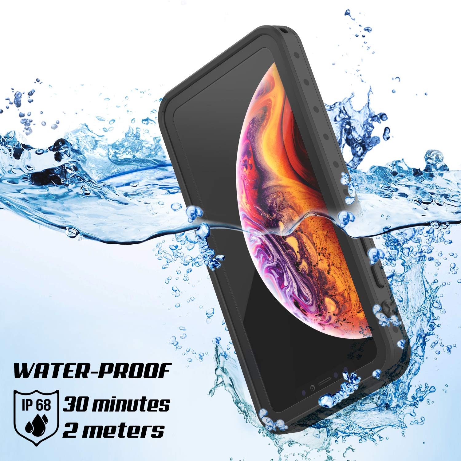 iPhone XS Max Waterproof IP68 Case, Punkcase [Black] [StudStar Series] [Slim Fit] [Dirtproof]