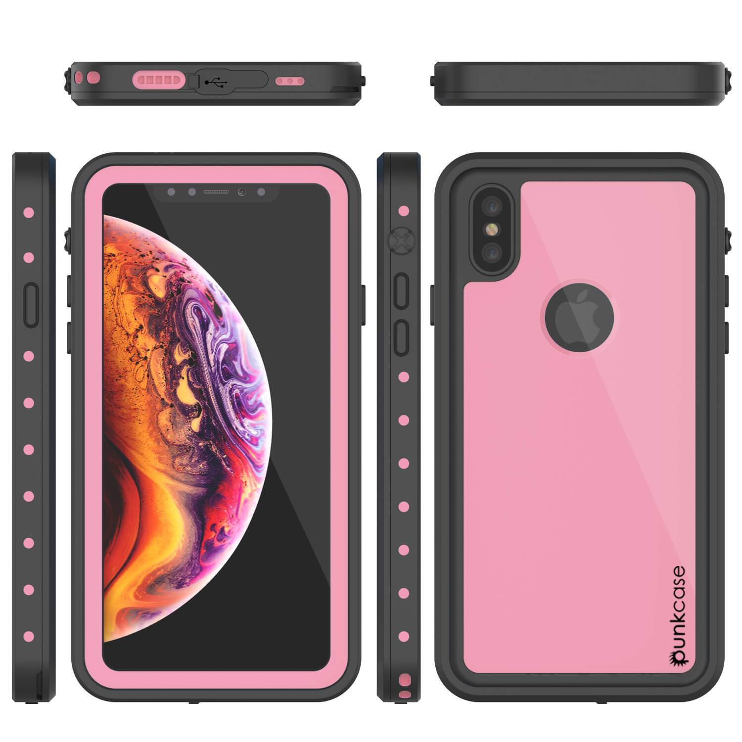 iPhone XS Waterproof IP68 Case, Punkcase [Pink] [StudStar Series] [Slim Fit] [Dirtproof]