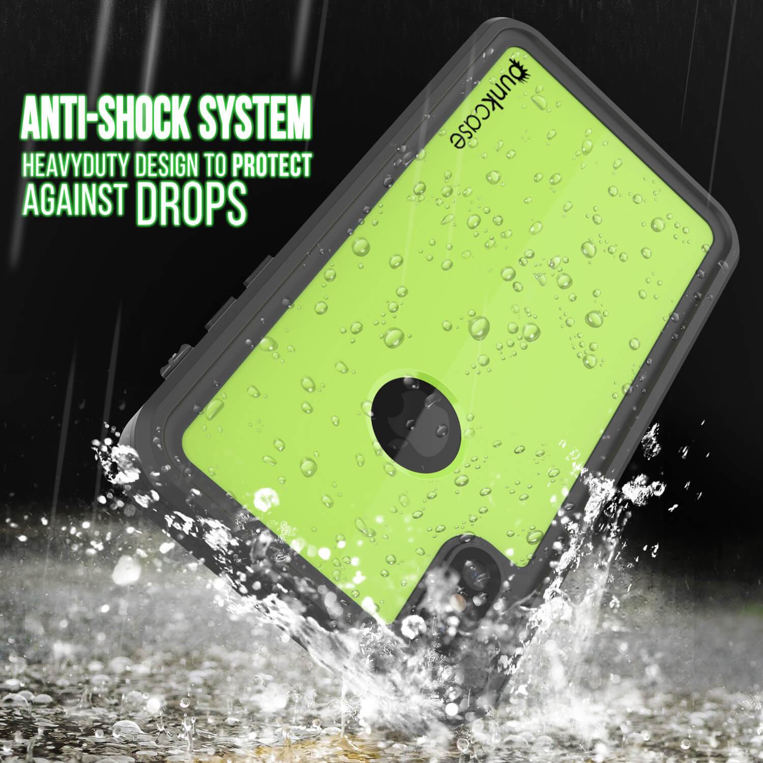 iPhone XS Waterproof IP68 Case, Punkcase [Light green] [StudStar Series] [Slim Fit] [Dirtproof]