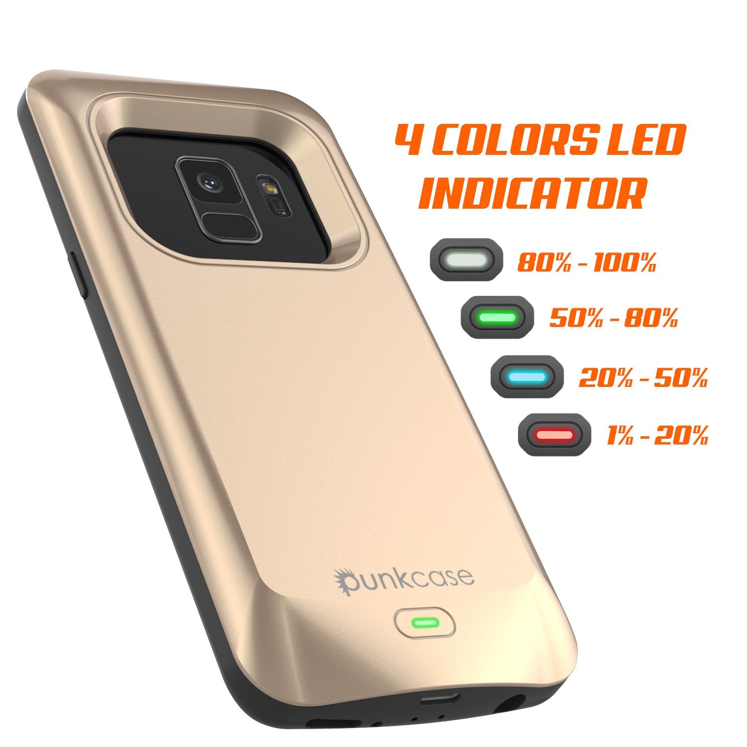 Galaxy S9 Battery Case, Punkjuice 5000mAH Charging Cover [Gold]