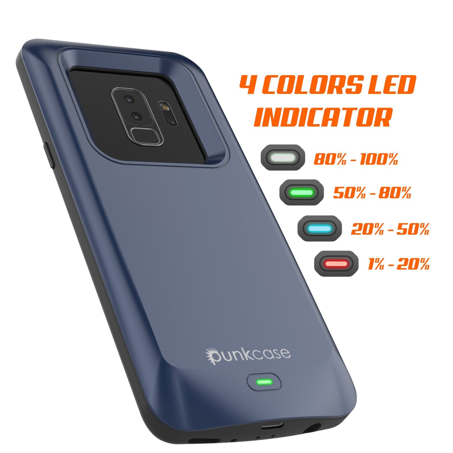 Galaxy S9 PLUS Integrated USB Port 5000mAH Battery Slim Case | [Navy]