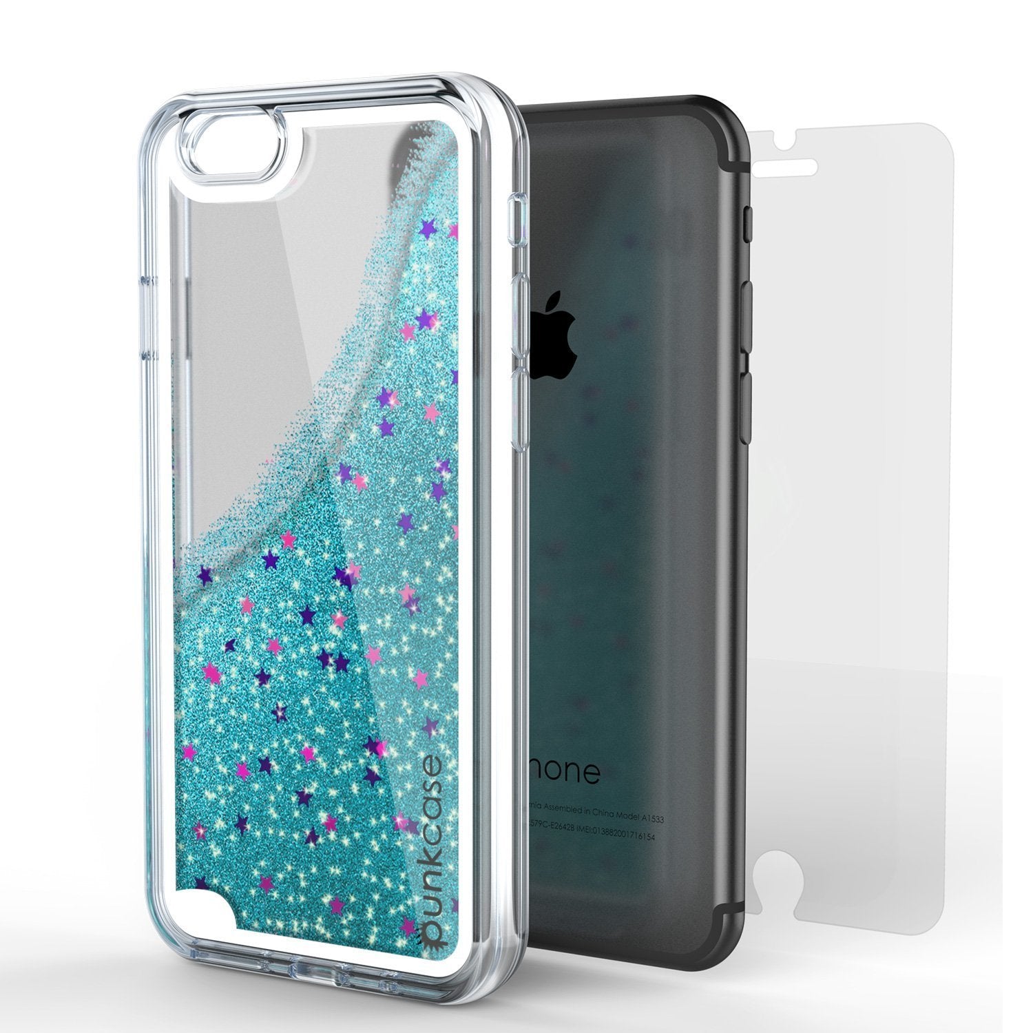 iPhone SE (4.7") Case, PunkCase LIQUID Teal Series, Protective Dual Layer Floating Glitter Cover
