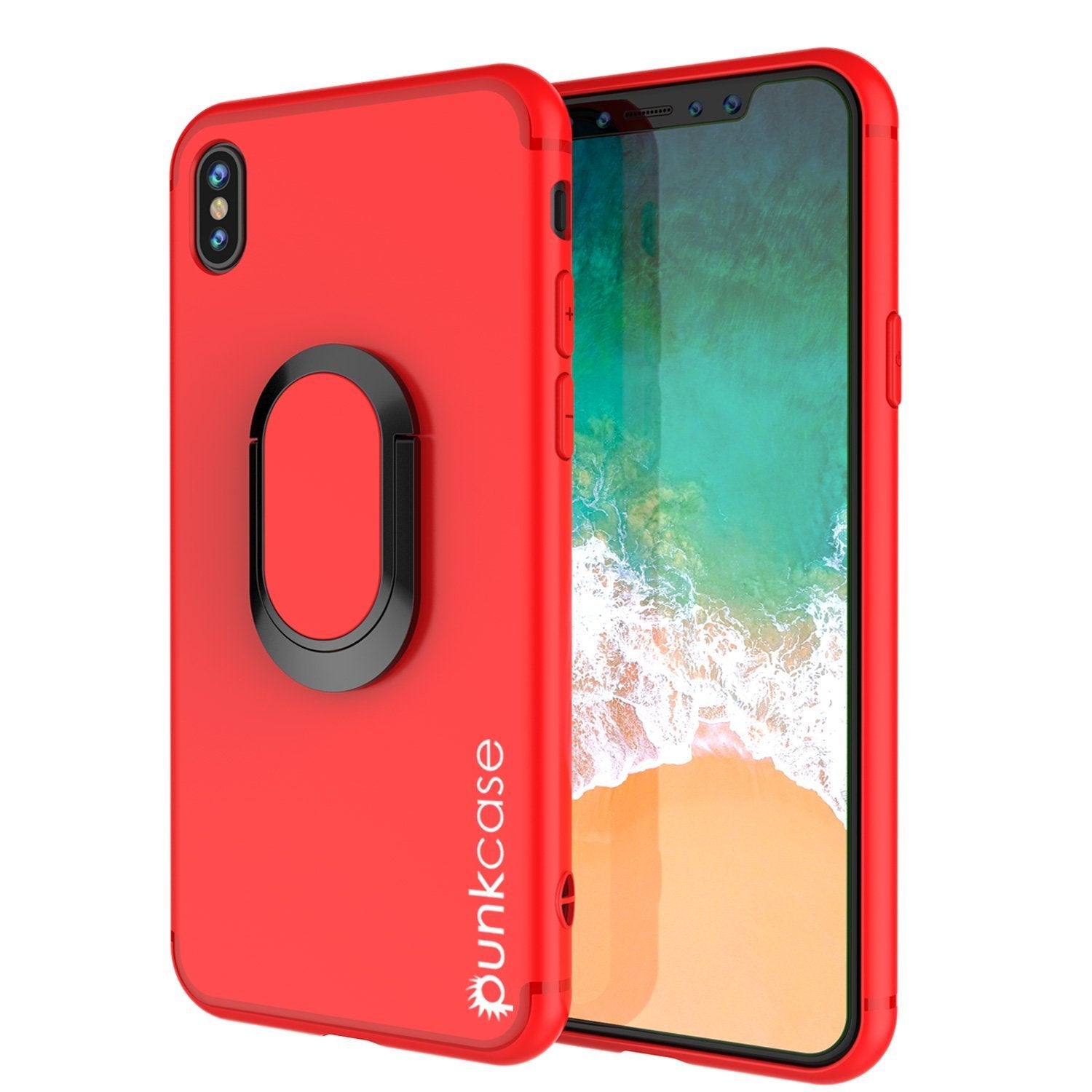 iPhone X Case, Punkcase Magnetix Protective TPU Cover W/ Kickstand, Tempered Glass Screen Protector [Red]