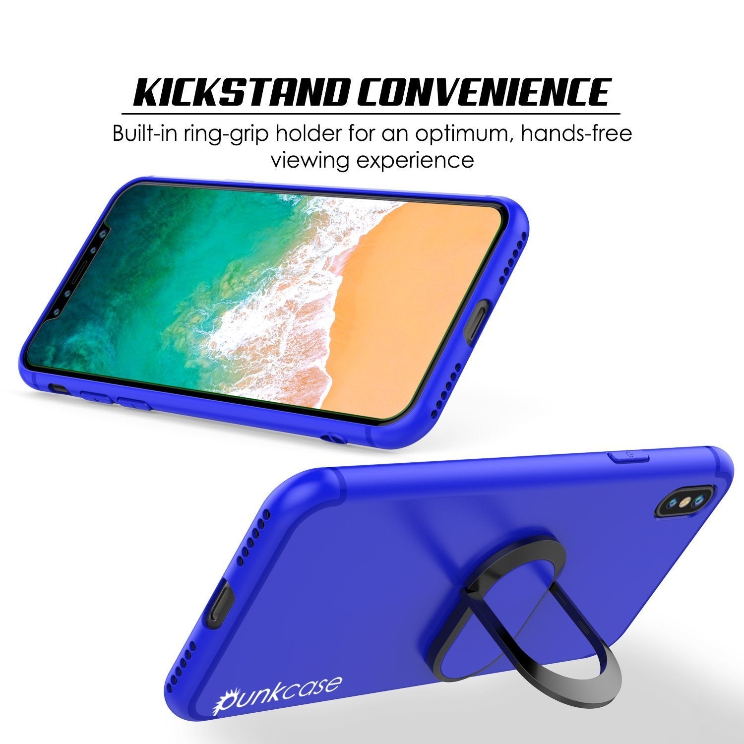 iPhone X Case, Punkcase Magnetix Protective TPU Cover W/ Kickstand, Tempered Glass Screen Protector [Blue]