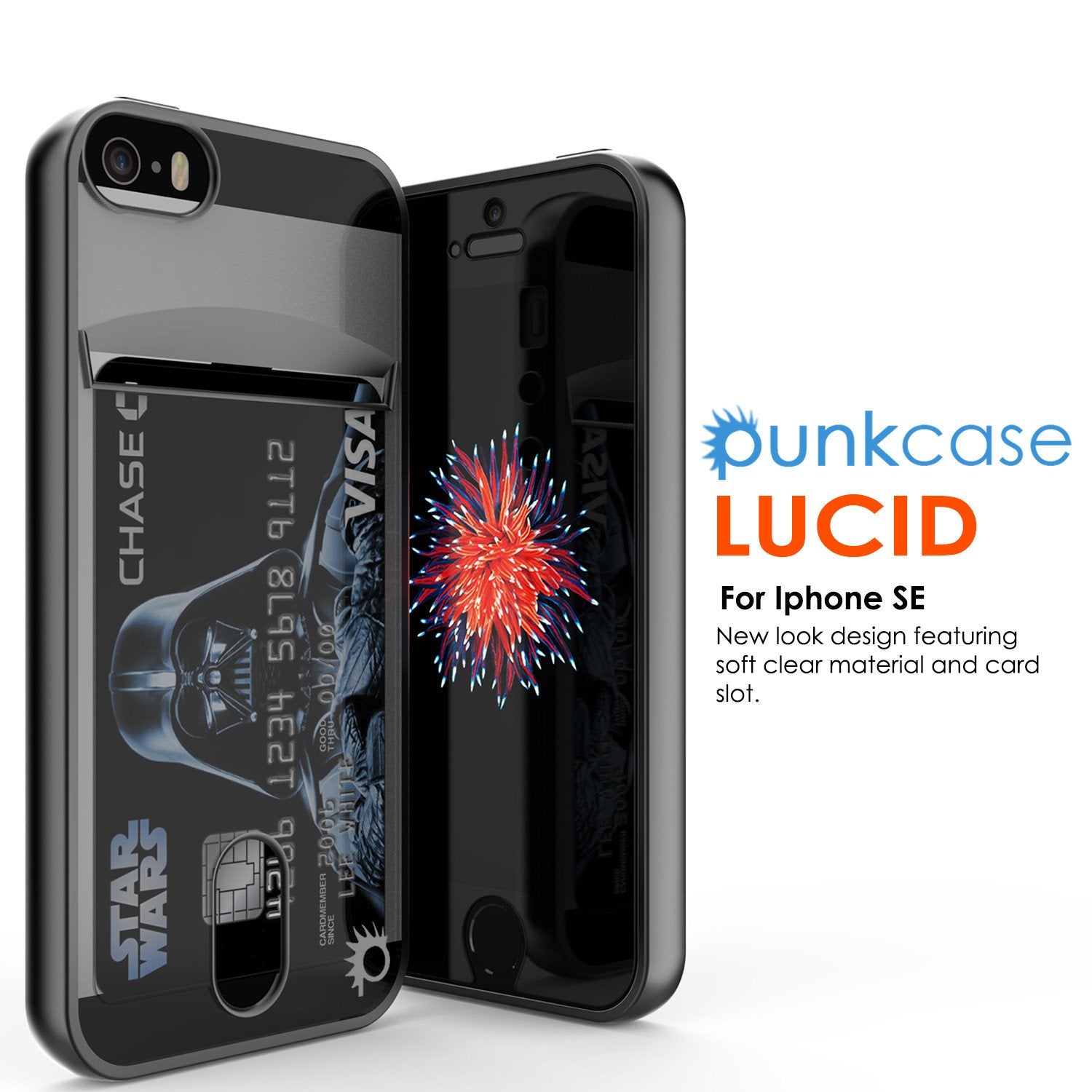 iPhone SE/5S/5 Case, PUNKCASE® LUCID Black Series | Card Slot | SHIELD Screen Protector | Ultra fit