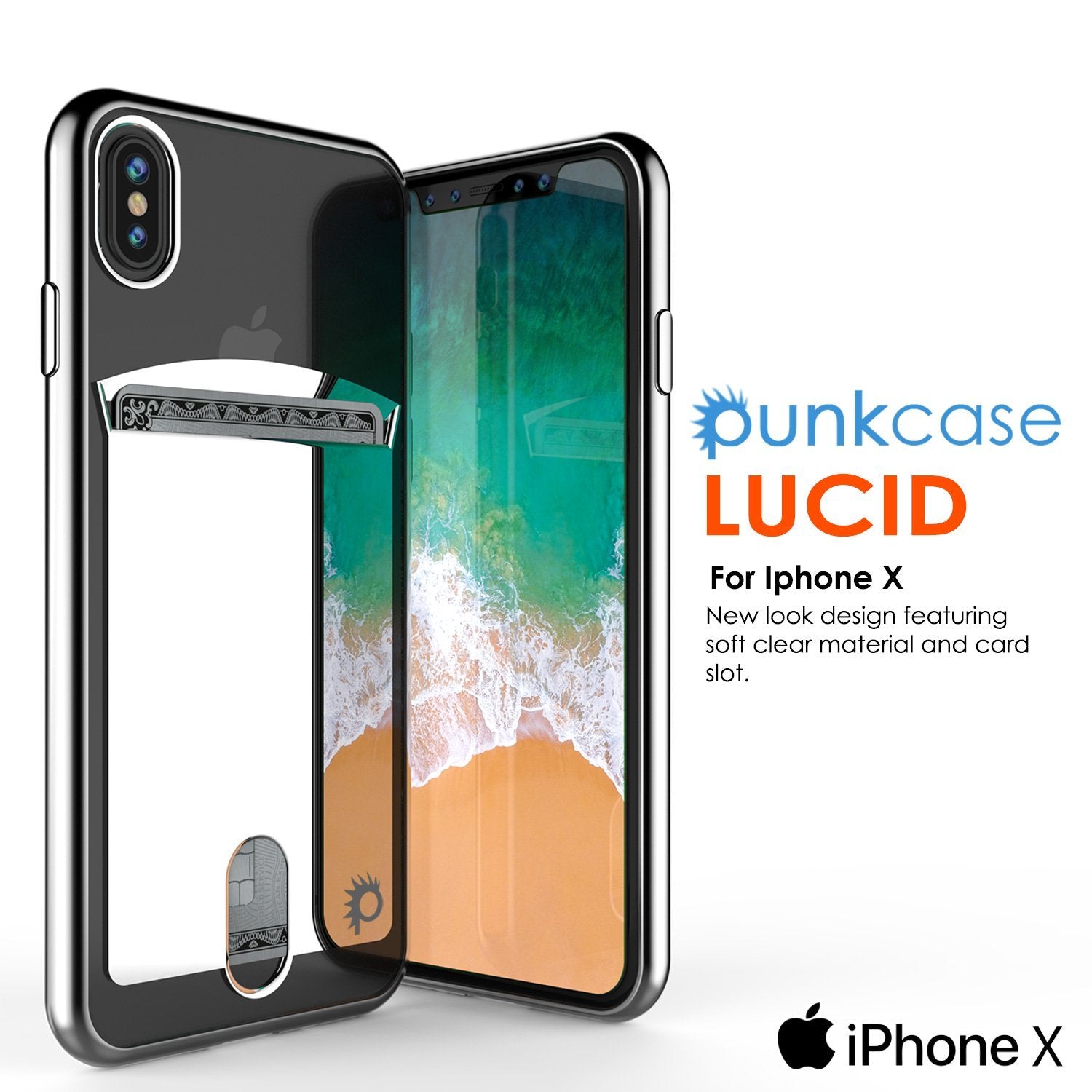 iPhone X Case, PUNKcase [LUCID Series] Slim Fit Protective Dual Layer Armor Cover W/ Scratch Resistant PUNKSHIELD Screen Protector [SILVER]